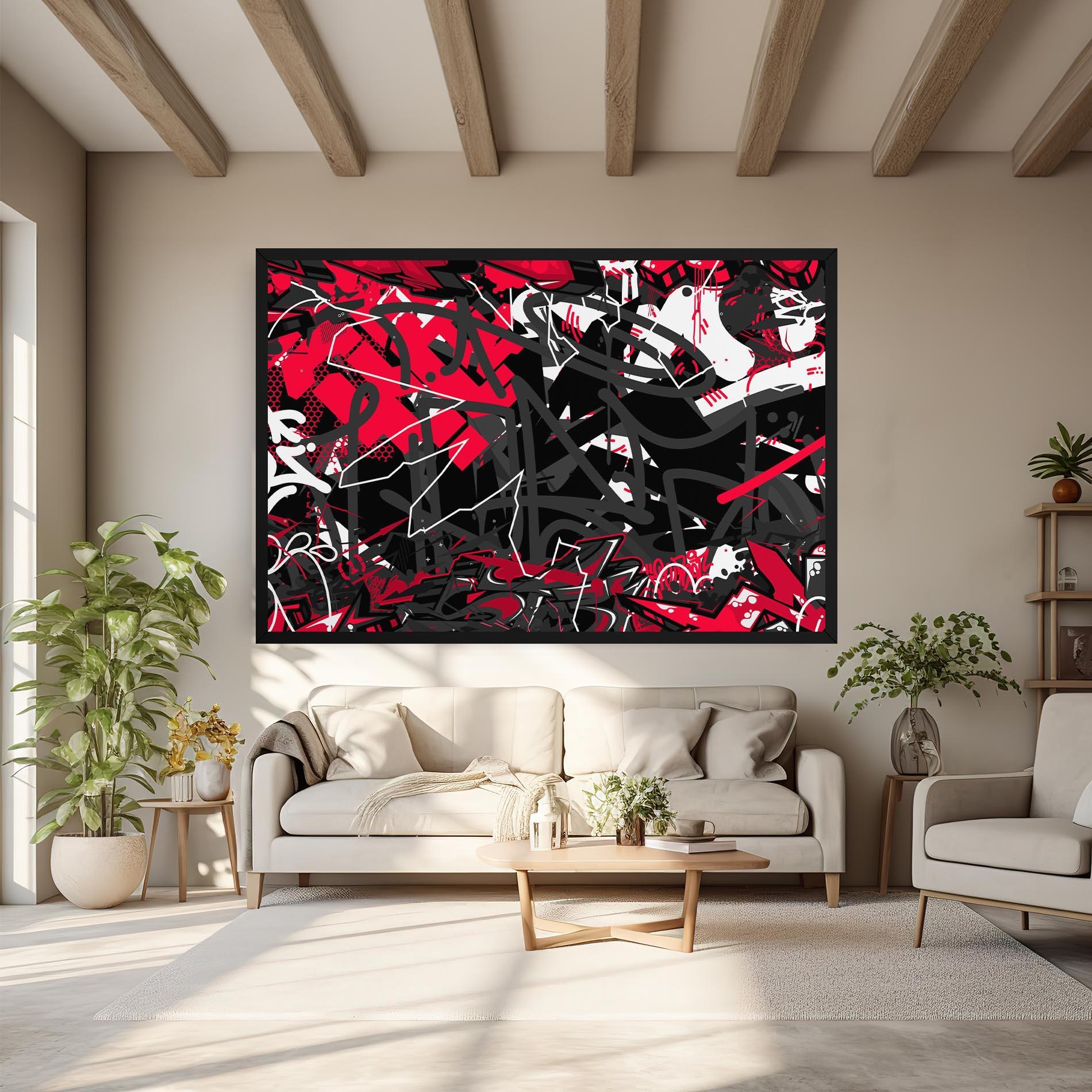 Leinwandbild Grey Red Graffiti mockup 6