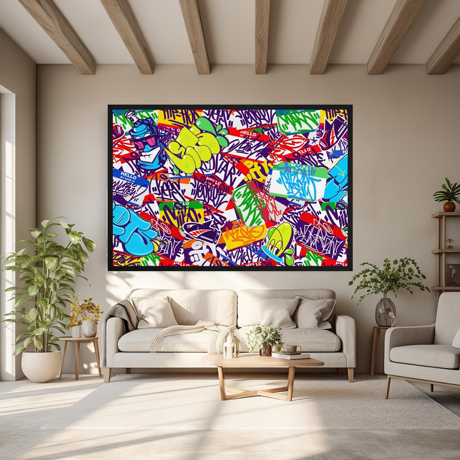Leinwandbild Hello Graffiti Name mockup 6