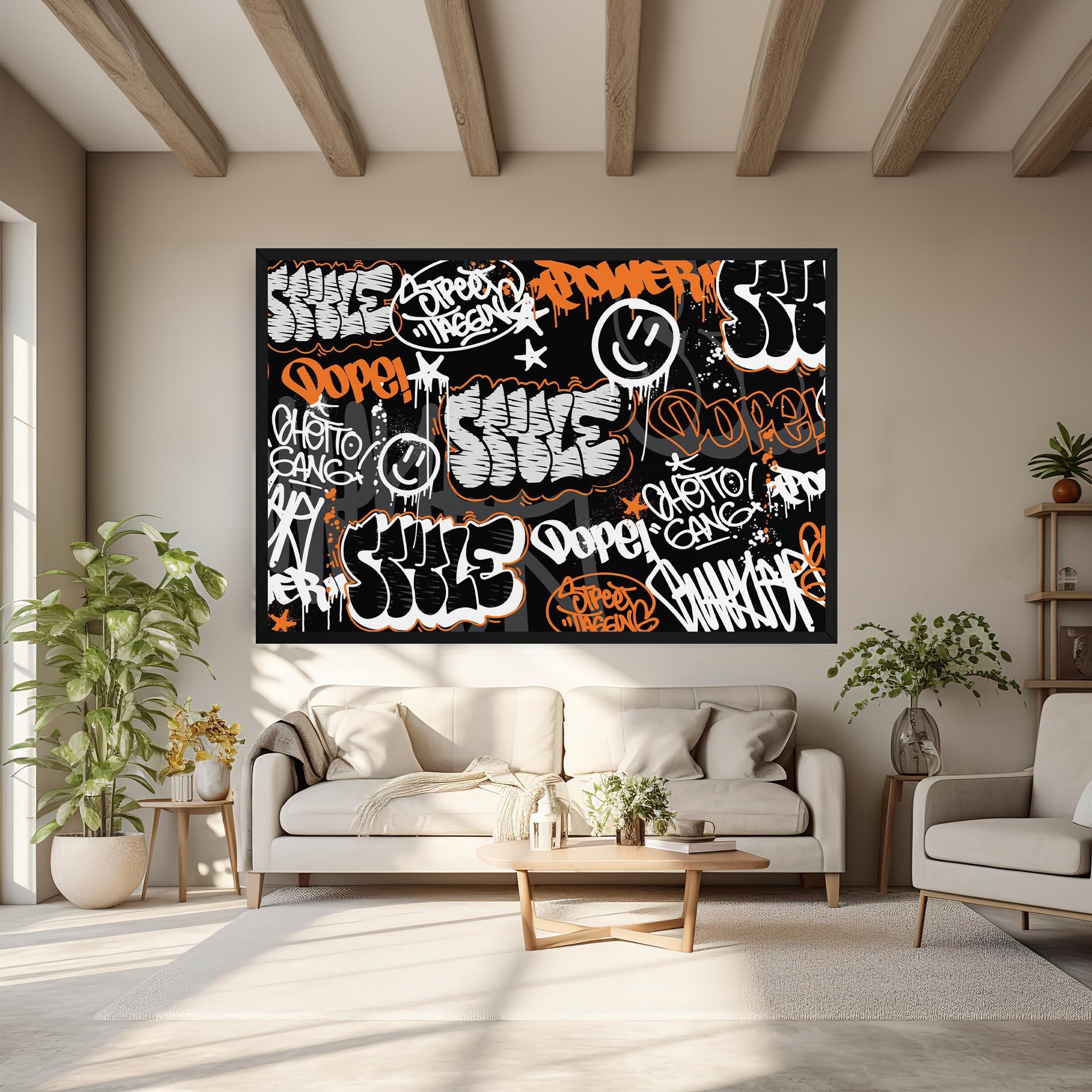 Leinwandbild Orange Black Graffiti mockup 6