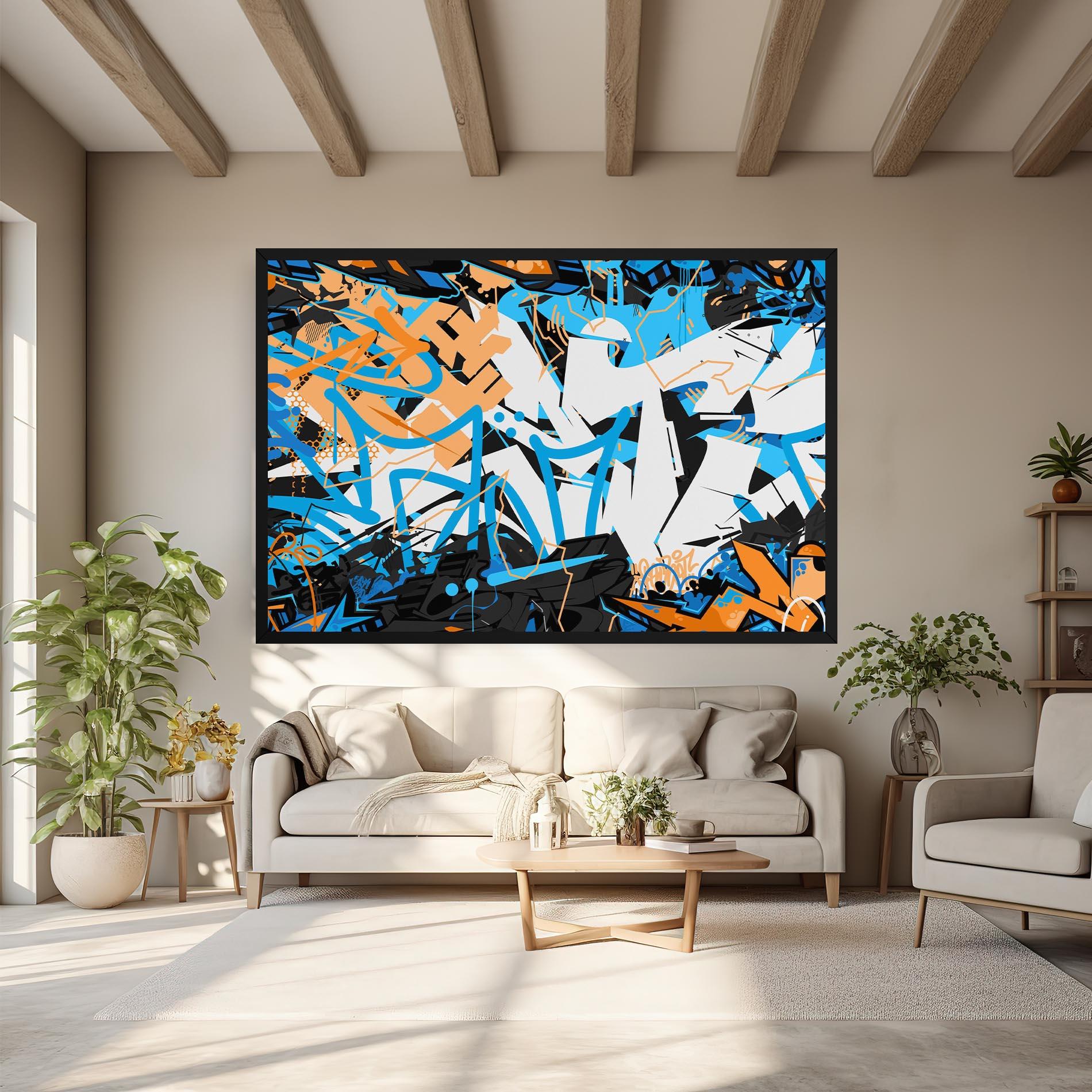 Leinwandbild White Orange Graffiti mockup 6