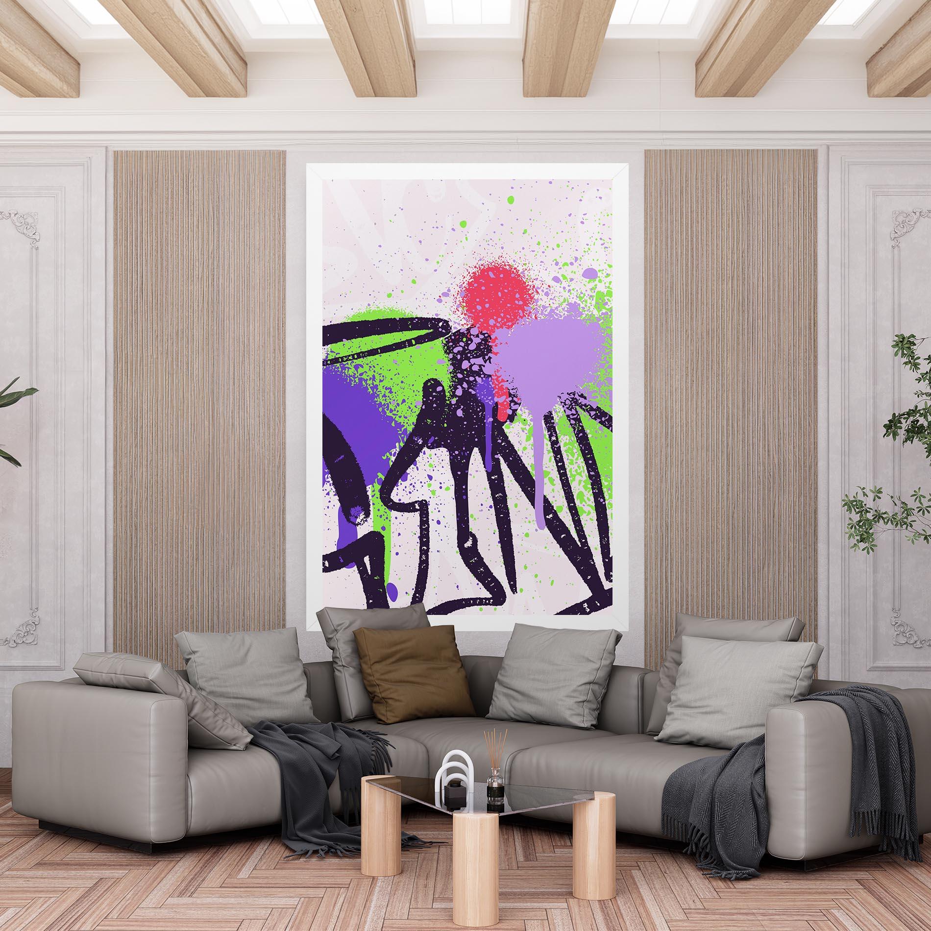 Leinwandbild Green Purple Graffiti mockup 6