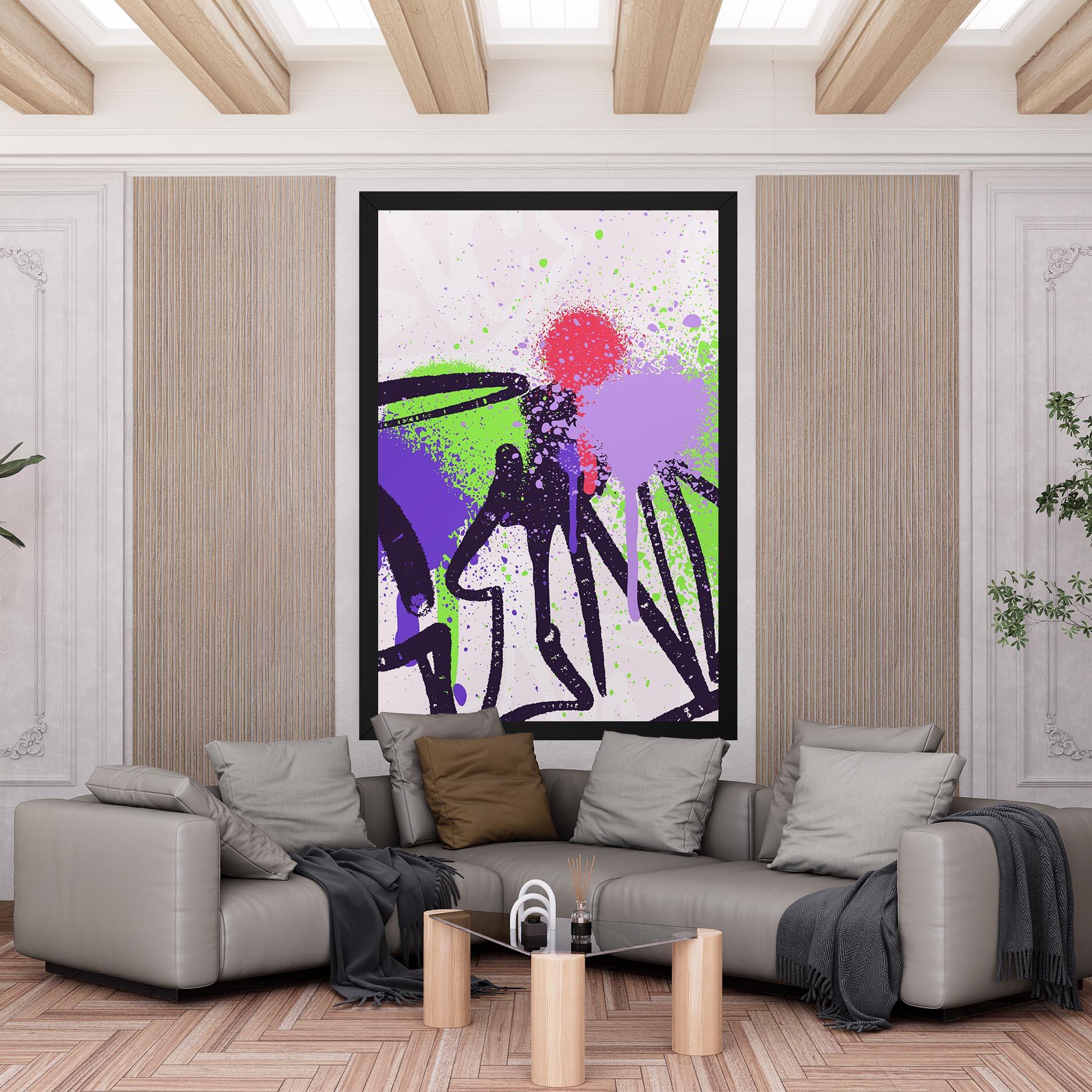 Leinwandbild Green Purple Graffiti mockup 6