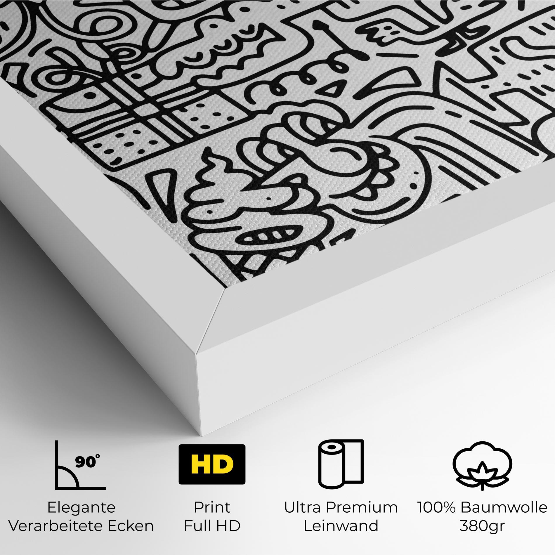 Leinwandbild Doodle Black Line mockup 4