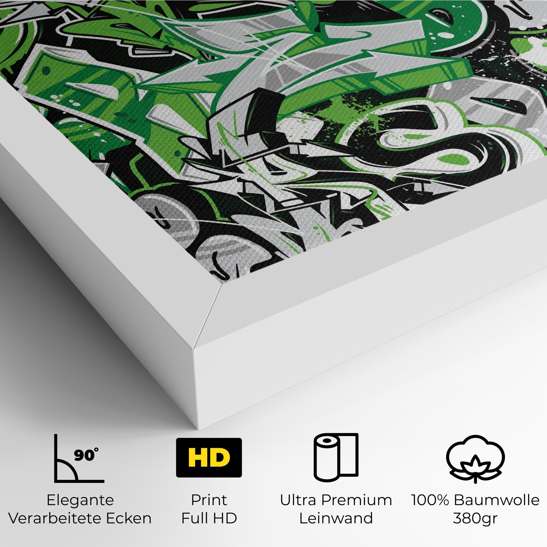 Leinwandbild Green Graffiti Letters mockup 4