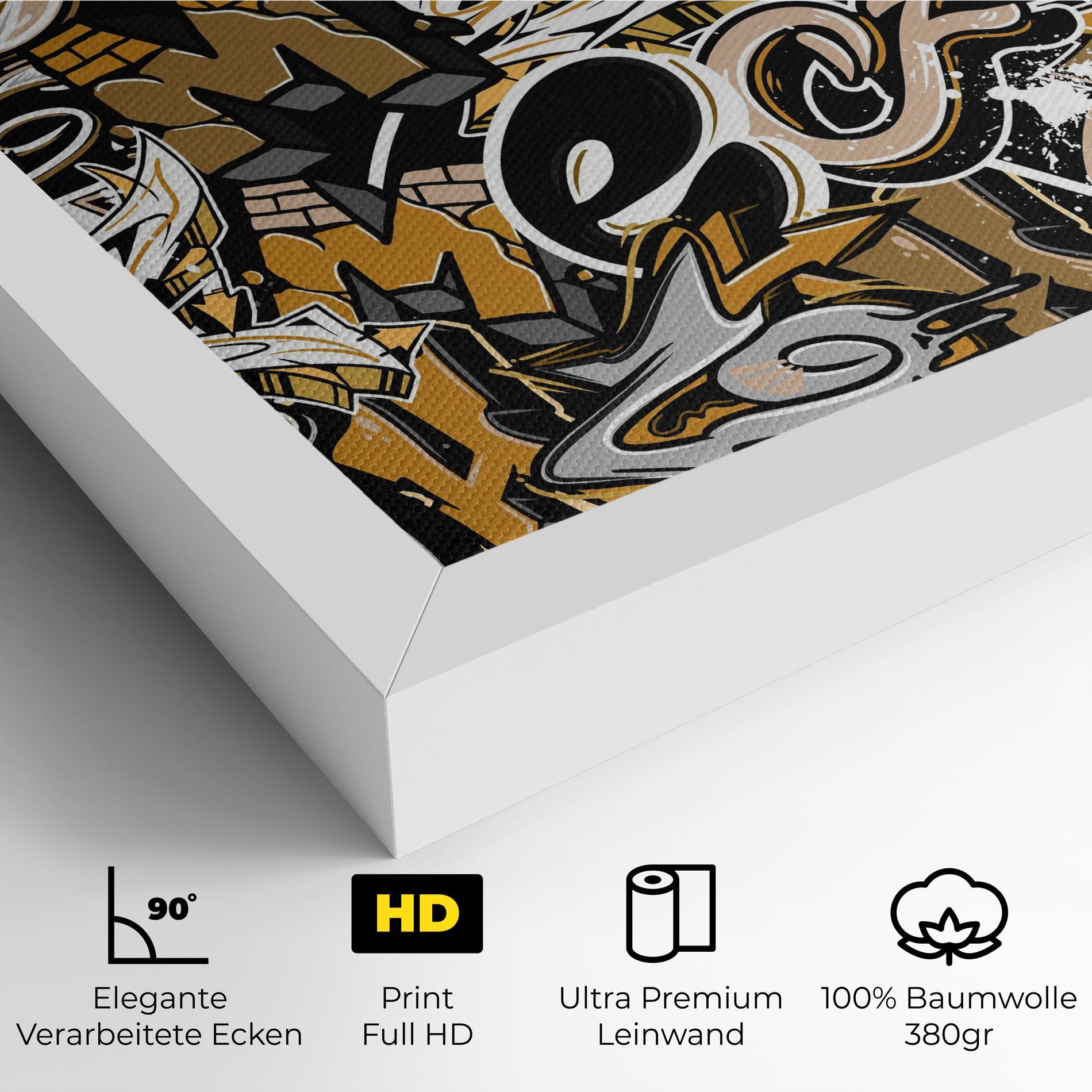 Leinwandbild Yellow White Graffiti mockup 4