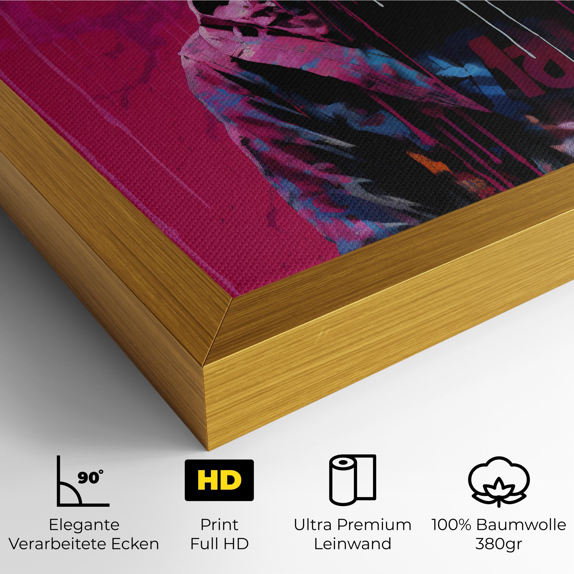 Leinwandbild Blue Pink Falling Paint mockup 4