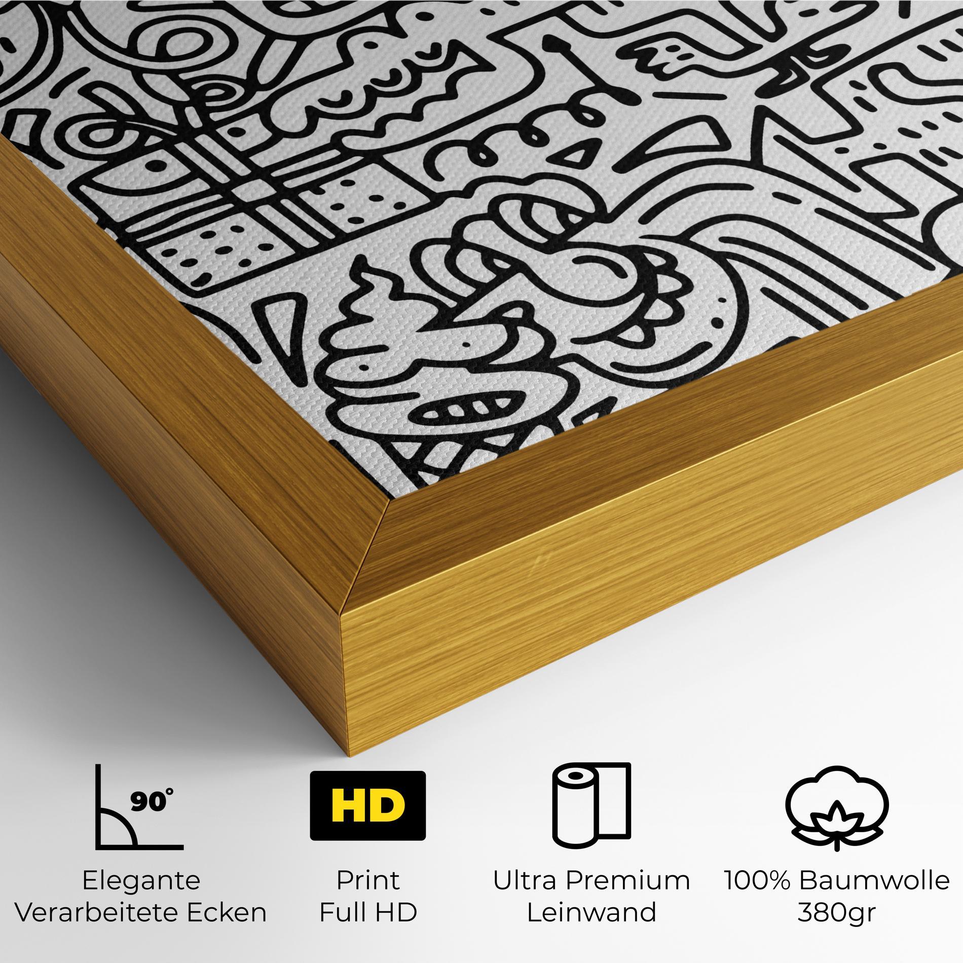 Leinwandbild Doodle Black Line mockup 4