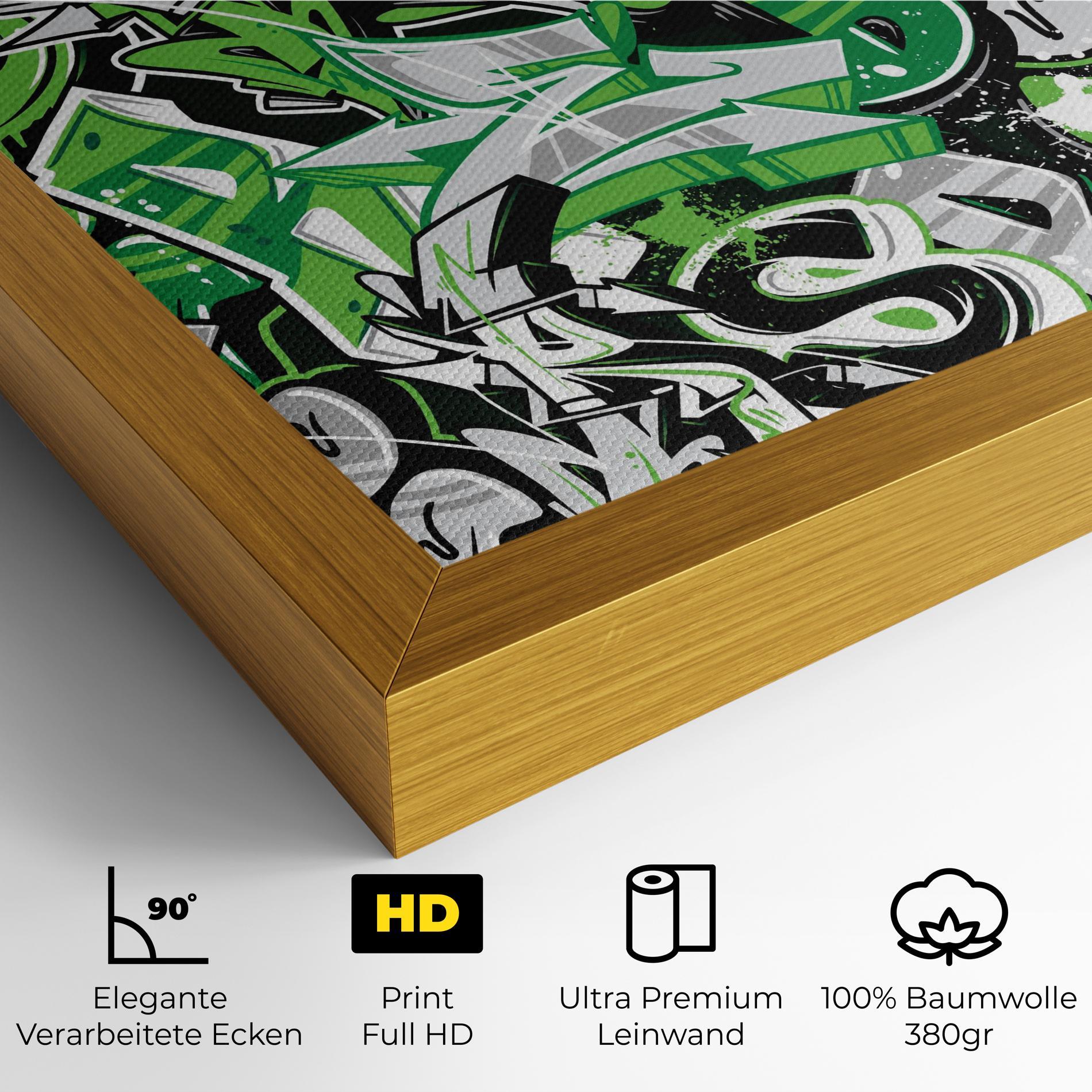 Leinwandbild Green Graffiti Letters mockup 4