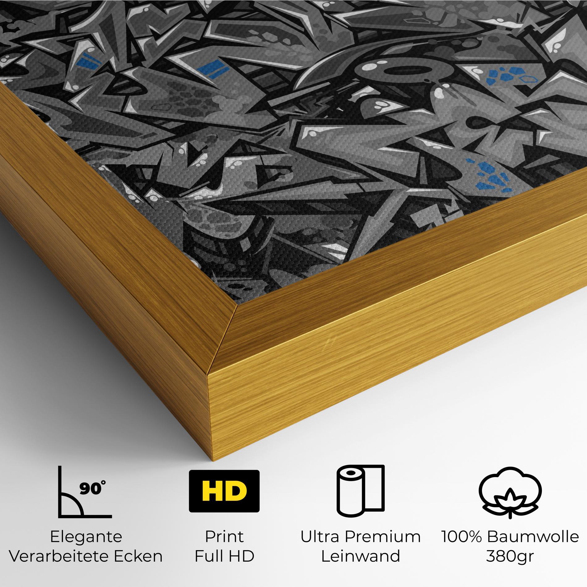 Leinwandbild Grey Blue Graffiti mockup 4