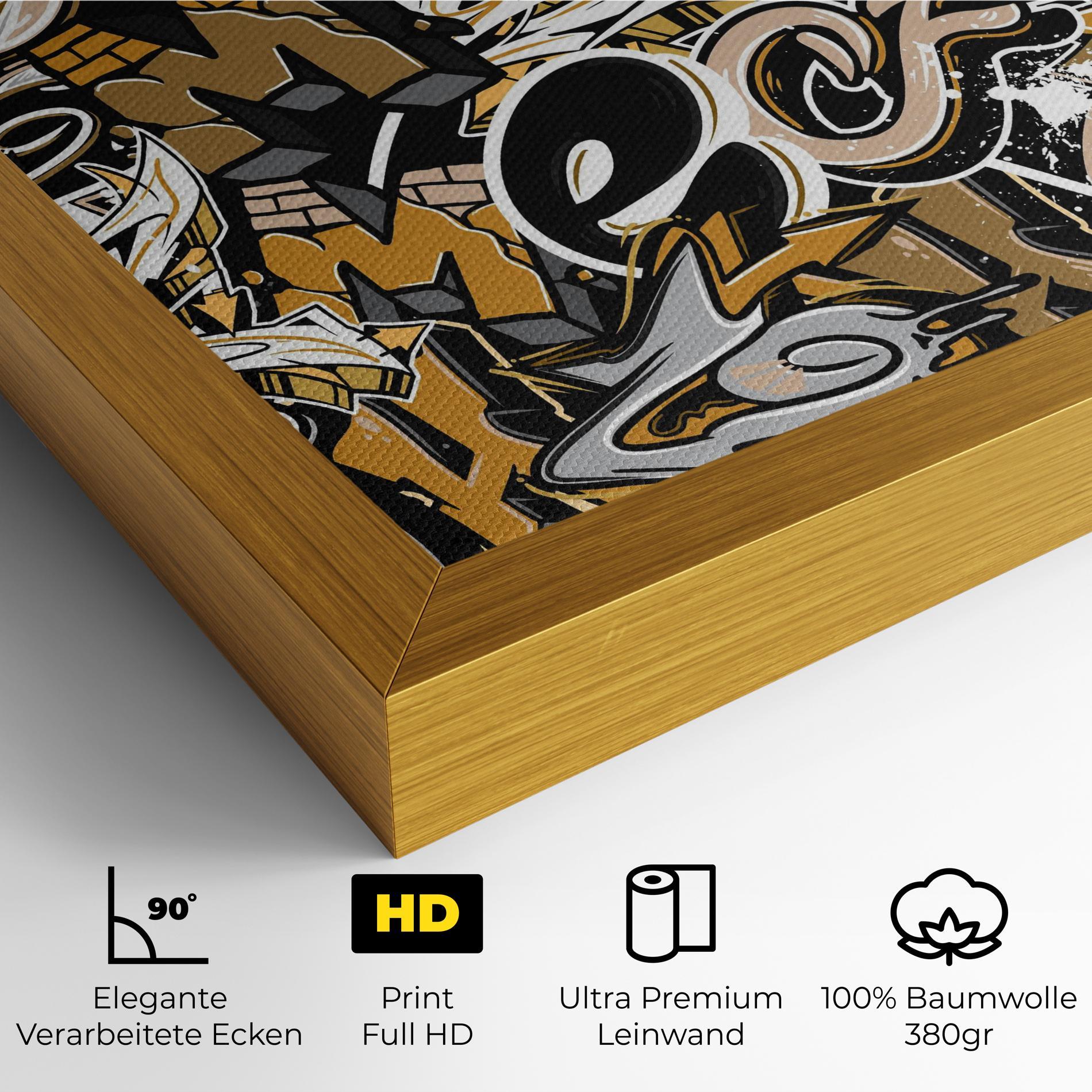 Leinwandbild Yellow White Graffiti mockup 4