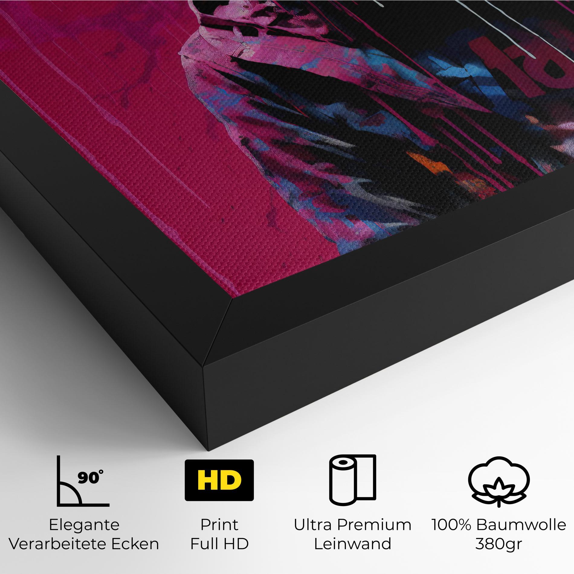 Leinwandbild Blue Pink Falling Paint mockup 4