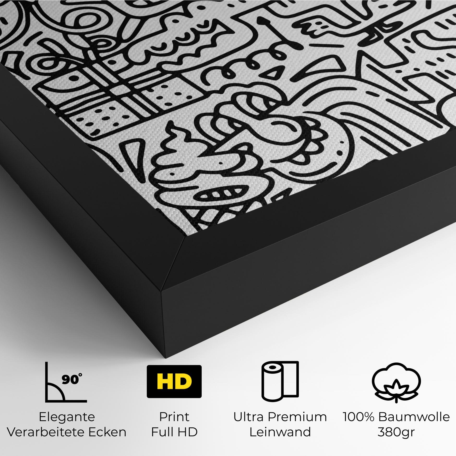 Leinwandbild Doodle Black Line mockup 4