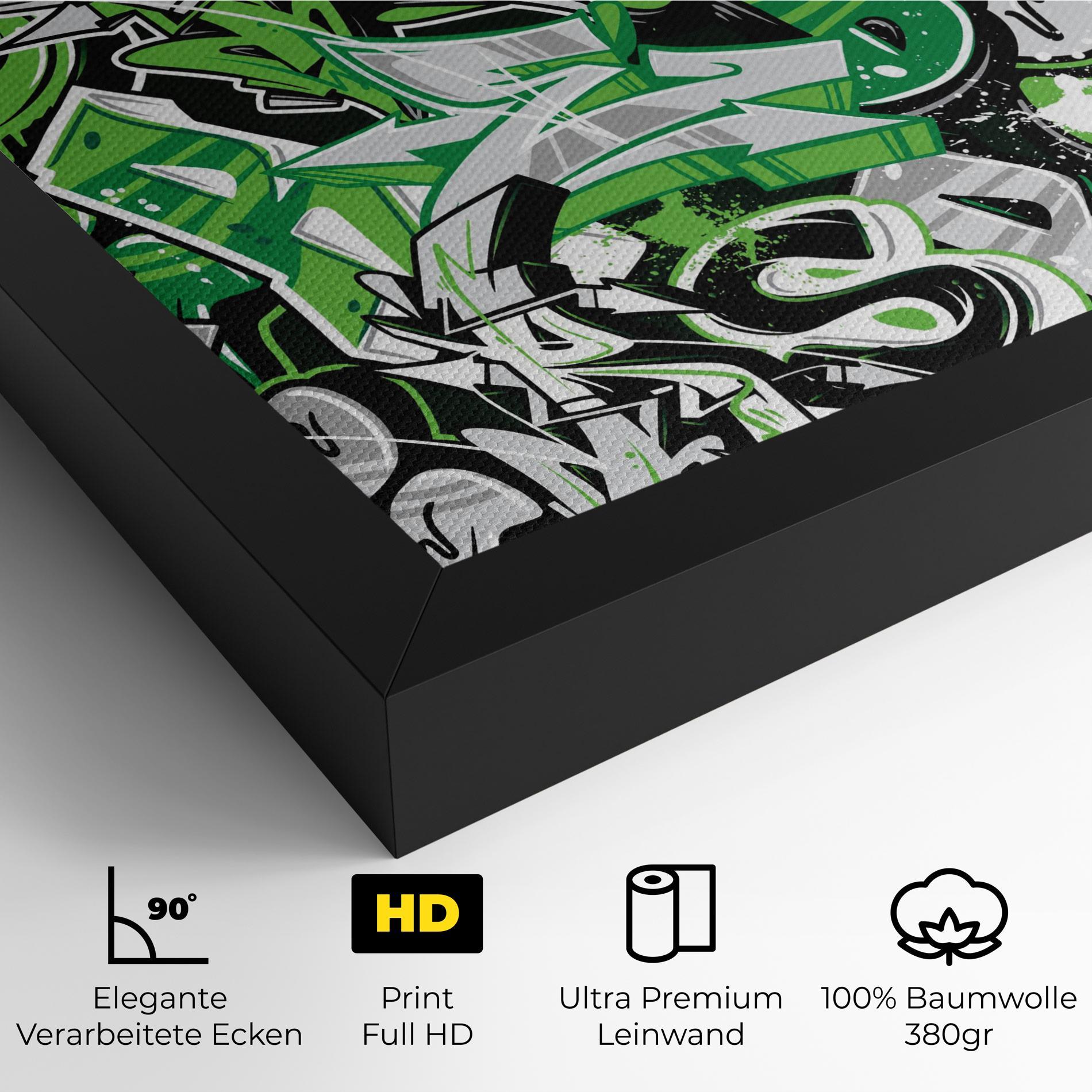 Leinwandbild Green Graffiti Letters mockup 4