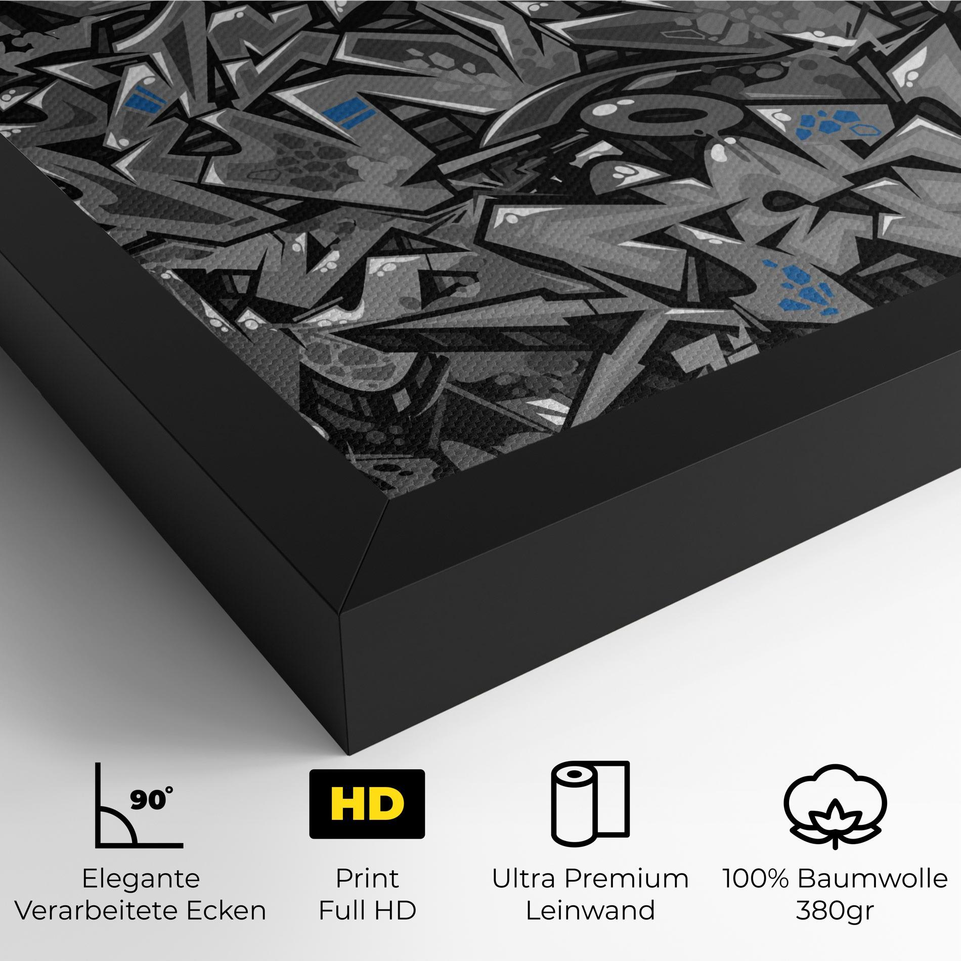 Leinwandbild Grey Blue Graffiti mockup 4
