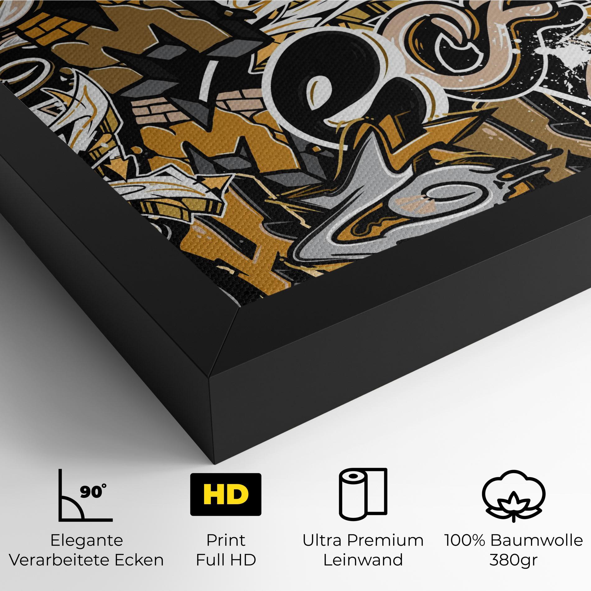 Leinwandbild Yellow White Graffiti mockup 4