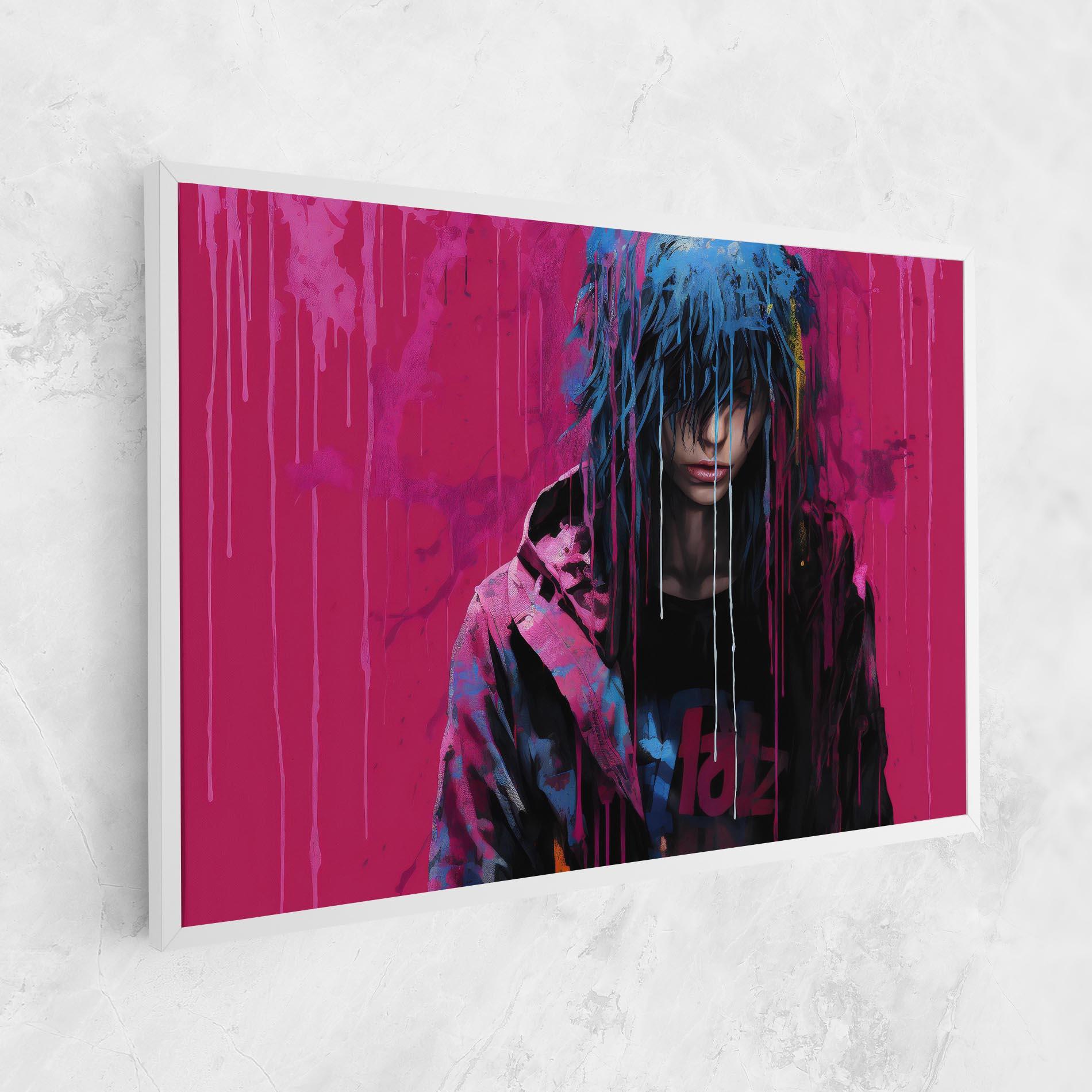Leinwandbild Blue Pink Falling Paint mockup 1