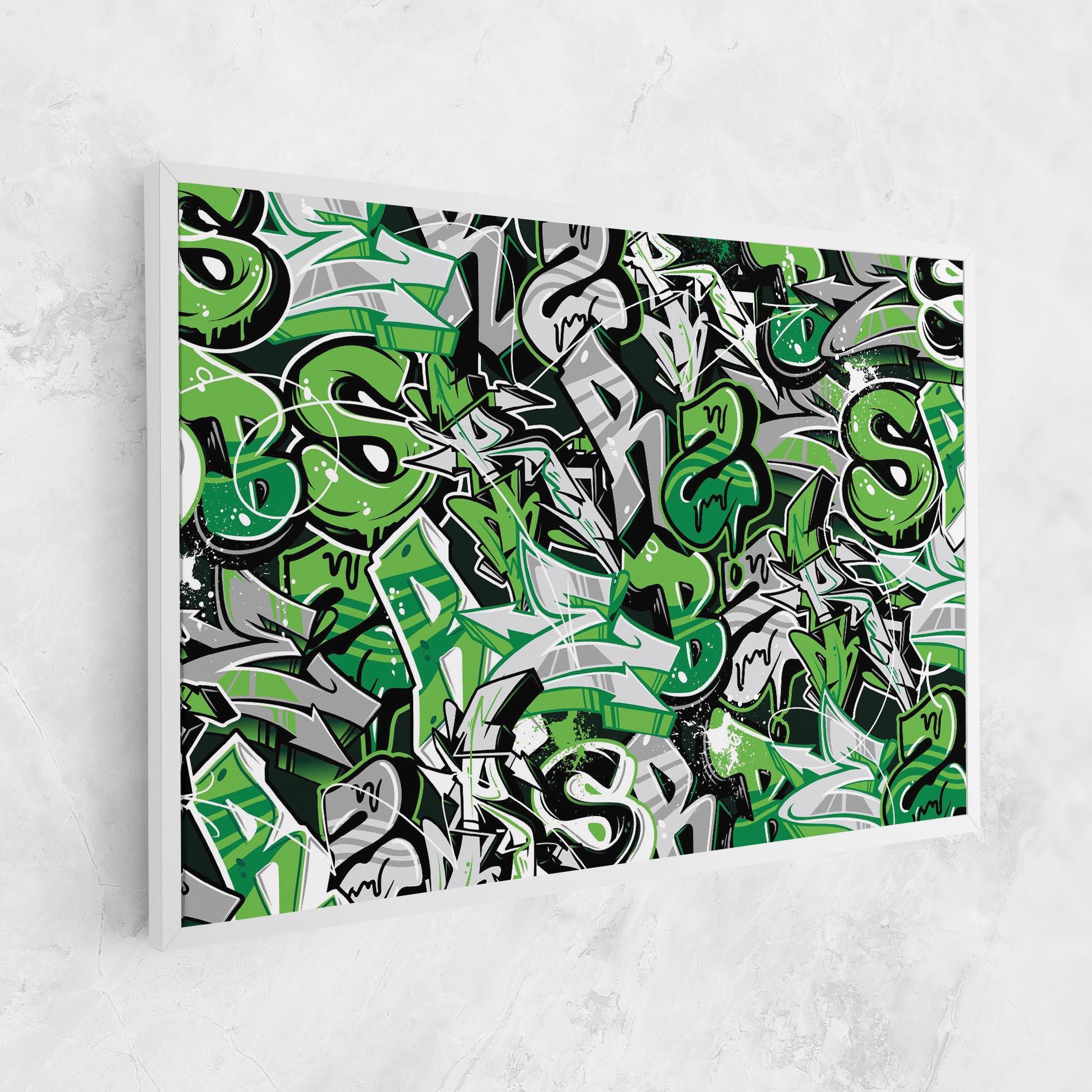 Leinwandbild Green Graffiti Letters mockup 1
