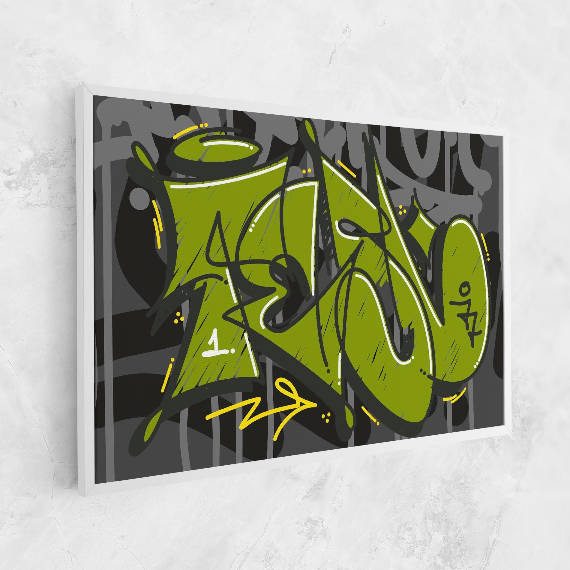 Leinwandbild Green Grey Graffti mockup 1
