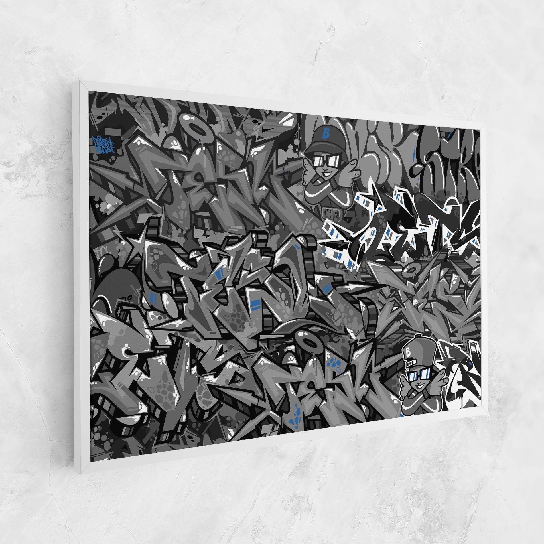 Leinwandbild Grey Blue Graffiti mockup 1