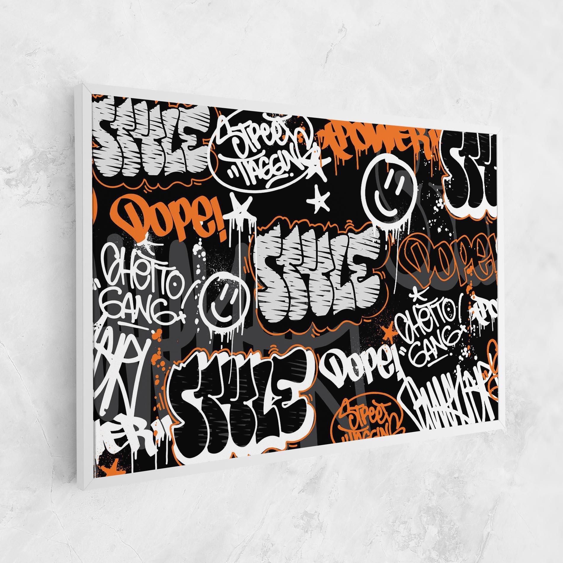 Leinwandbild Orange Black Graffiti mockup 1