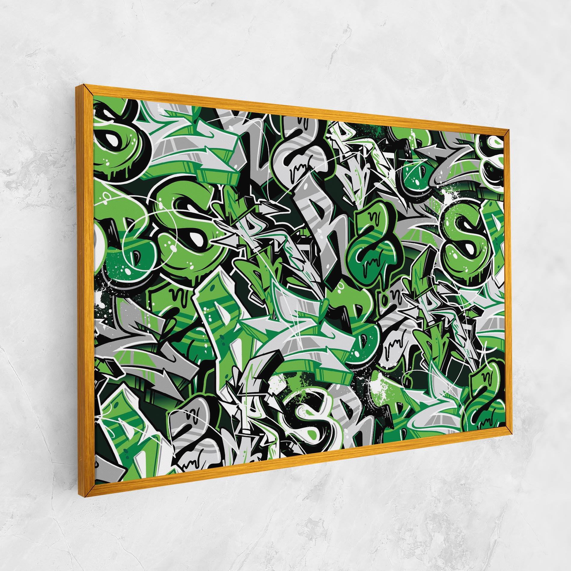 Leinwandbild Green Graffiti Letters mockup 1