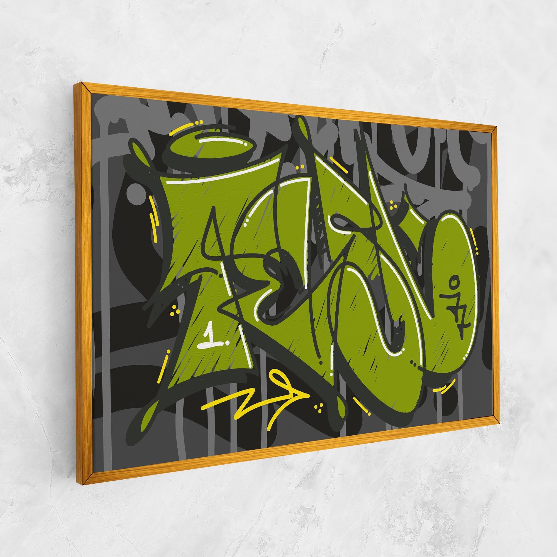 Leinwandbild Green Grey Graffti mockup 1