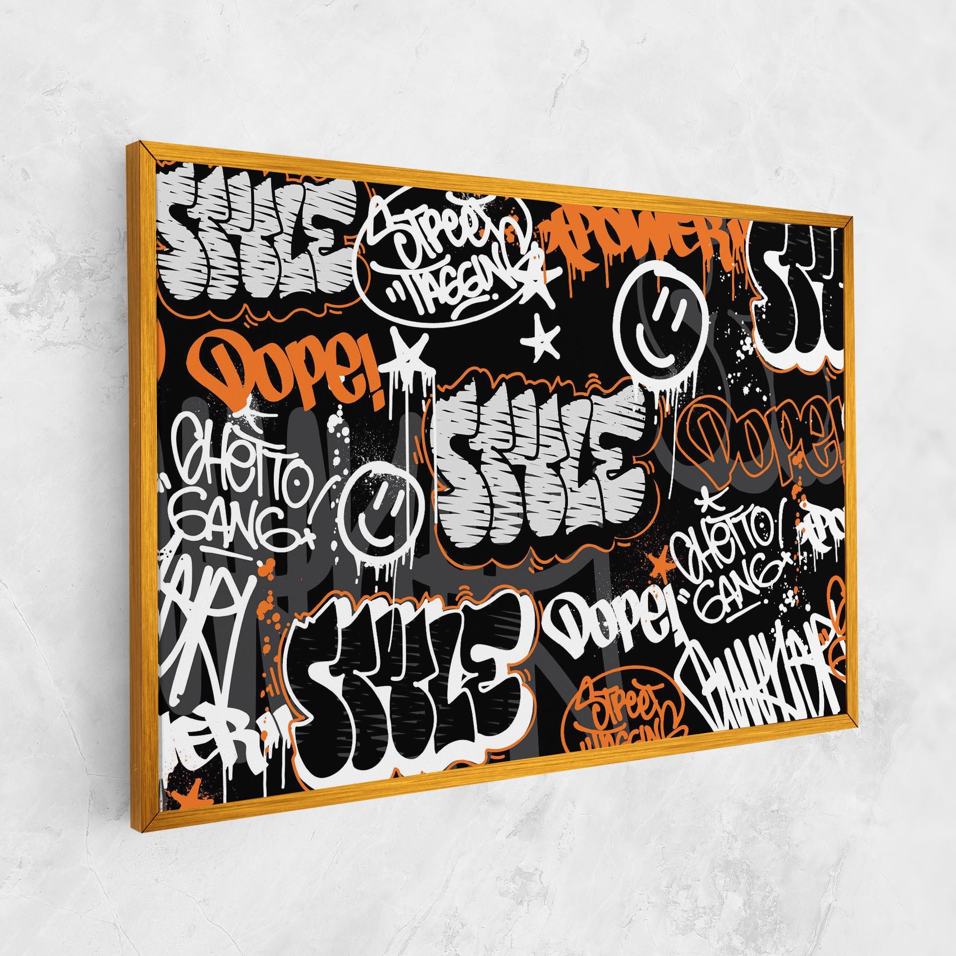 Leinwandbild Orange Black Graffiti mockup 1