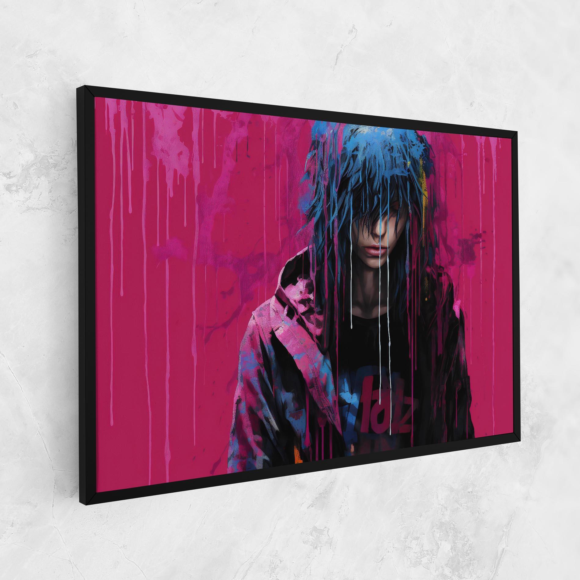 Leinwandbild Blue Pink Falling Paint mockup 1