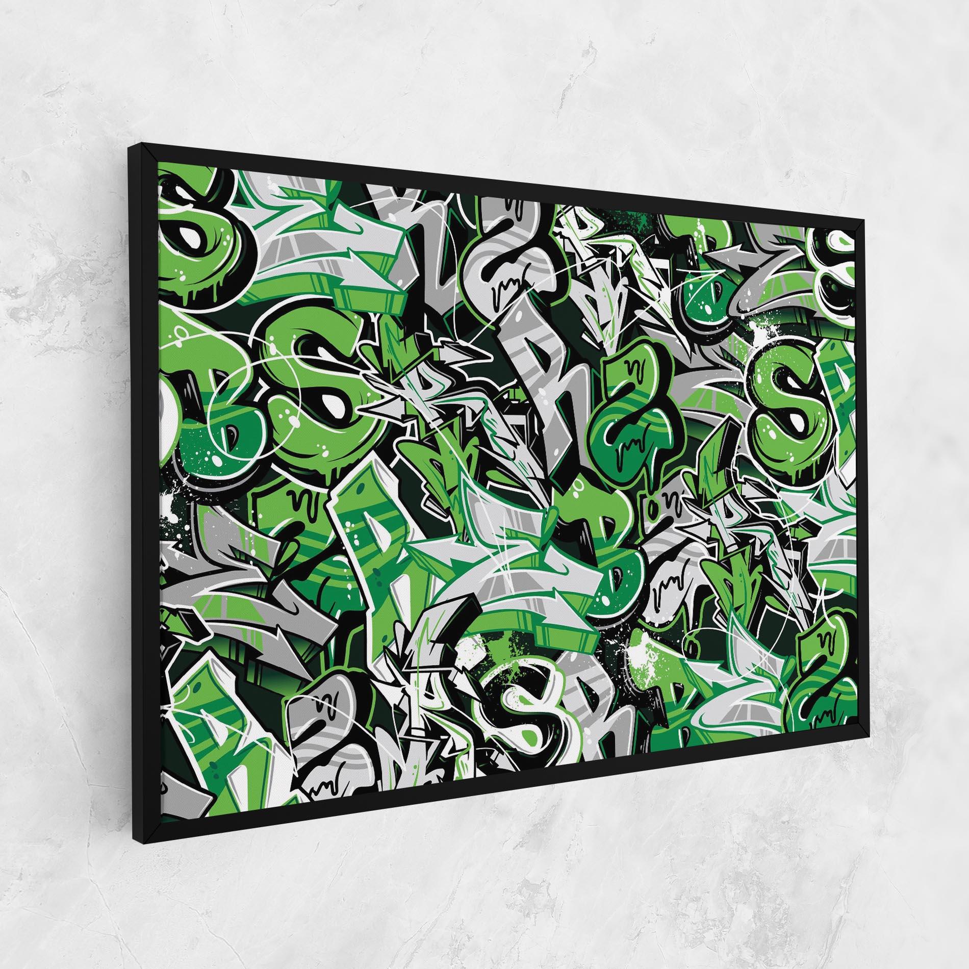 Leinwandbild Green Graffiti Letters mockup 1