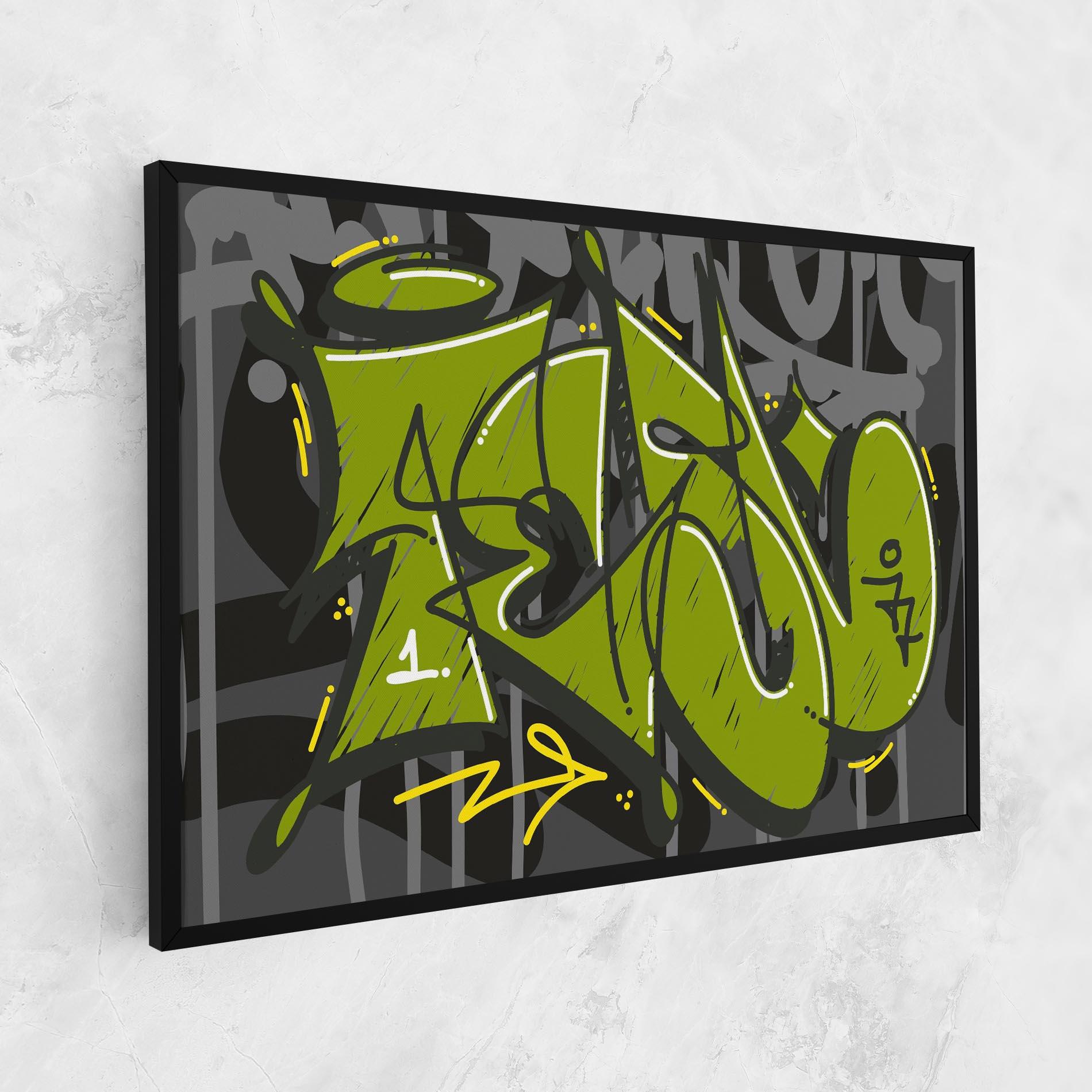 Leinwandbild Green Grey Graffti mockup 1