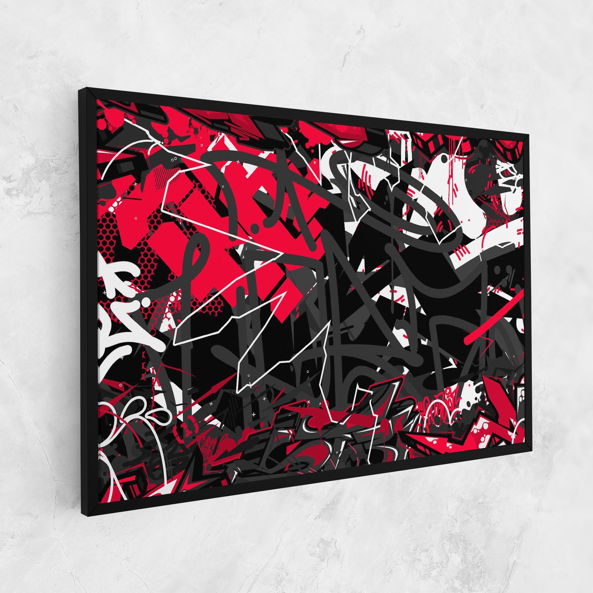 Leinwandbild Grey Red Graffiti mockup 1