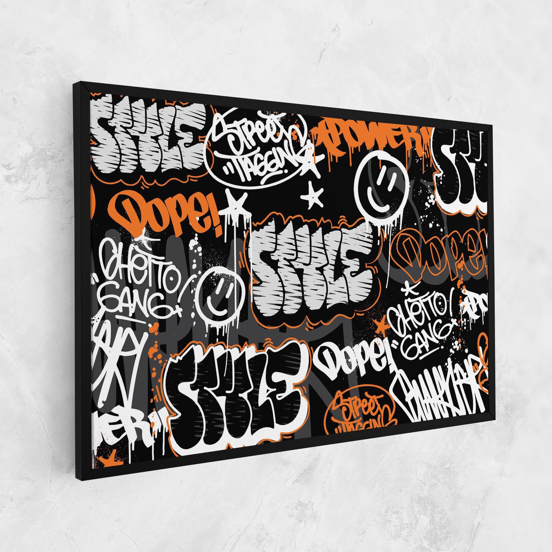 Leinwandbild Orange Black Graffiti mockup 1