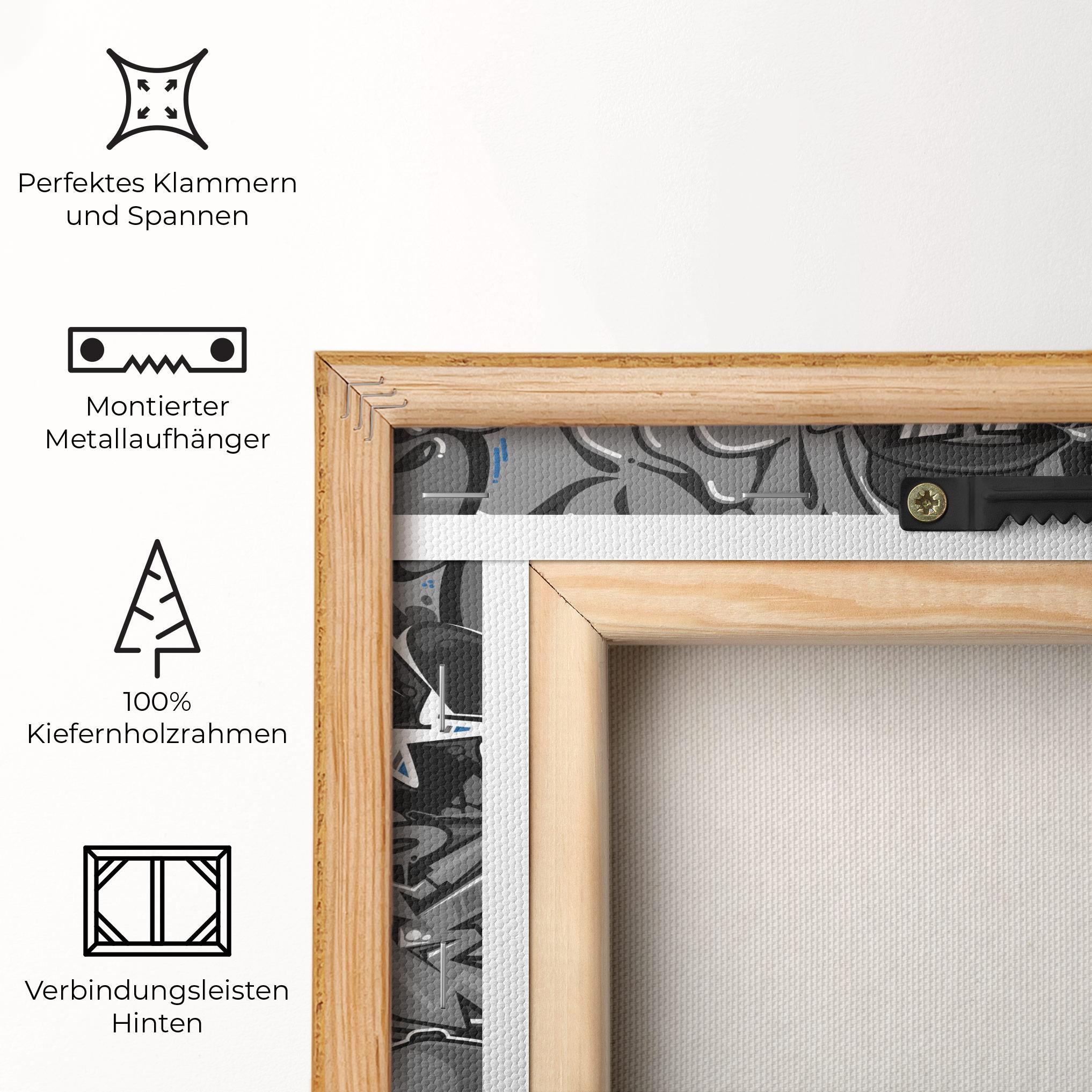 Leinwandbild Grey Blue Graffiti mockup 5