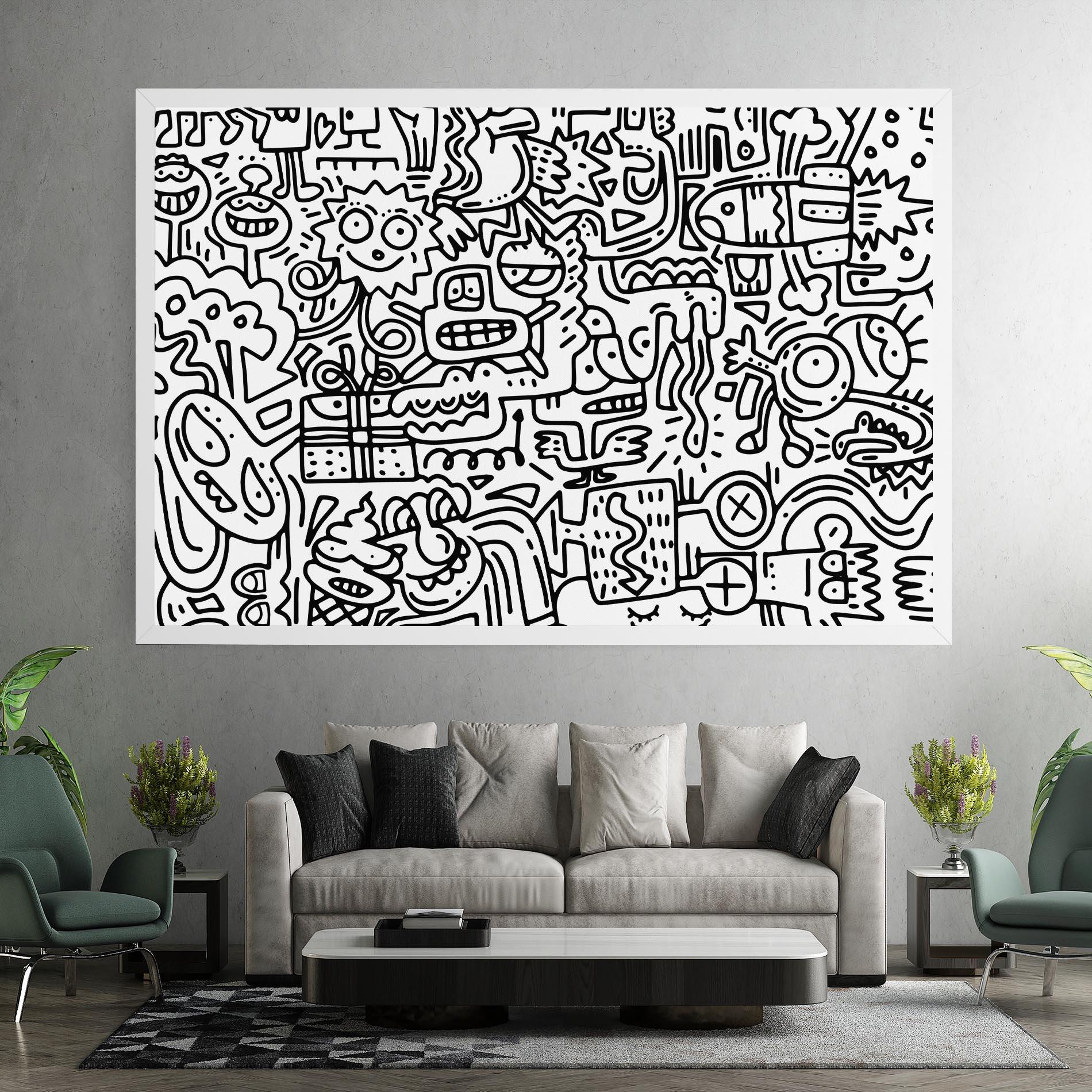 Leinwandbild Doodle Black Line mockup 7