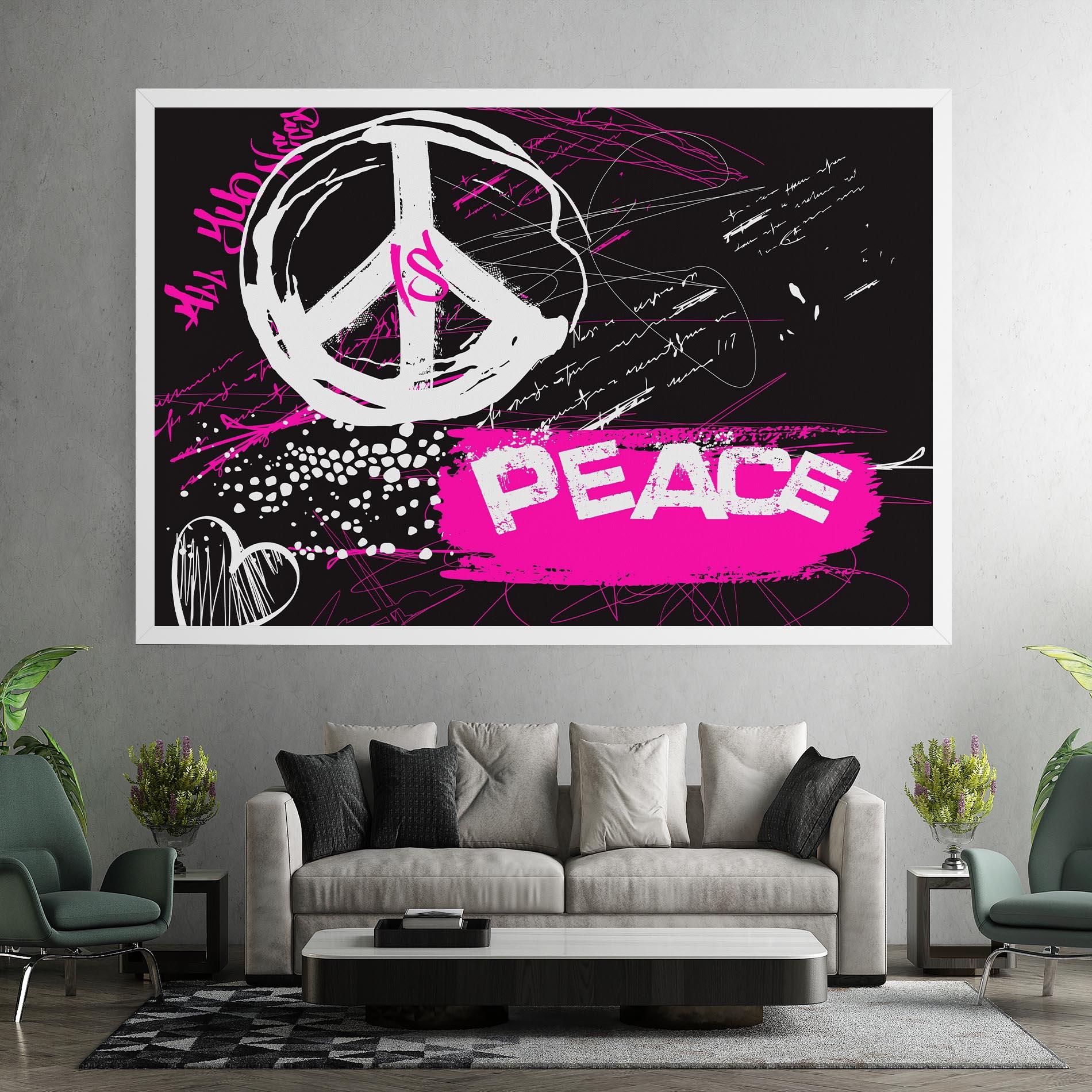 Leinwandbild Graffiti Pink Peace mockup 7