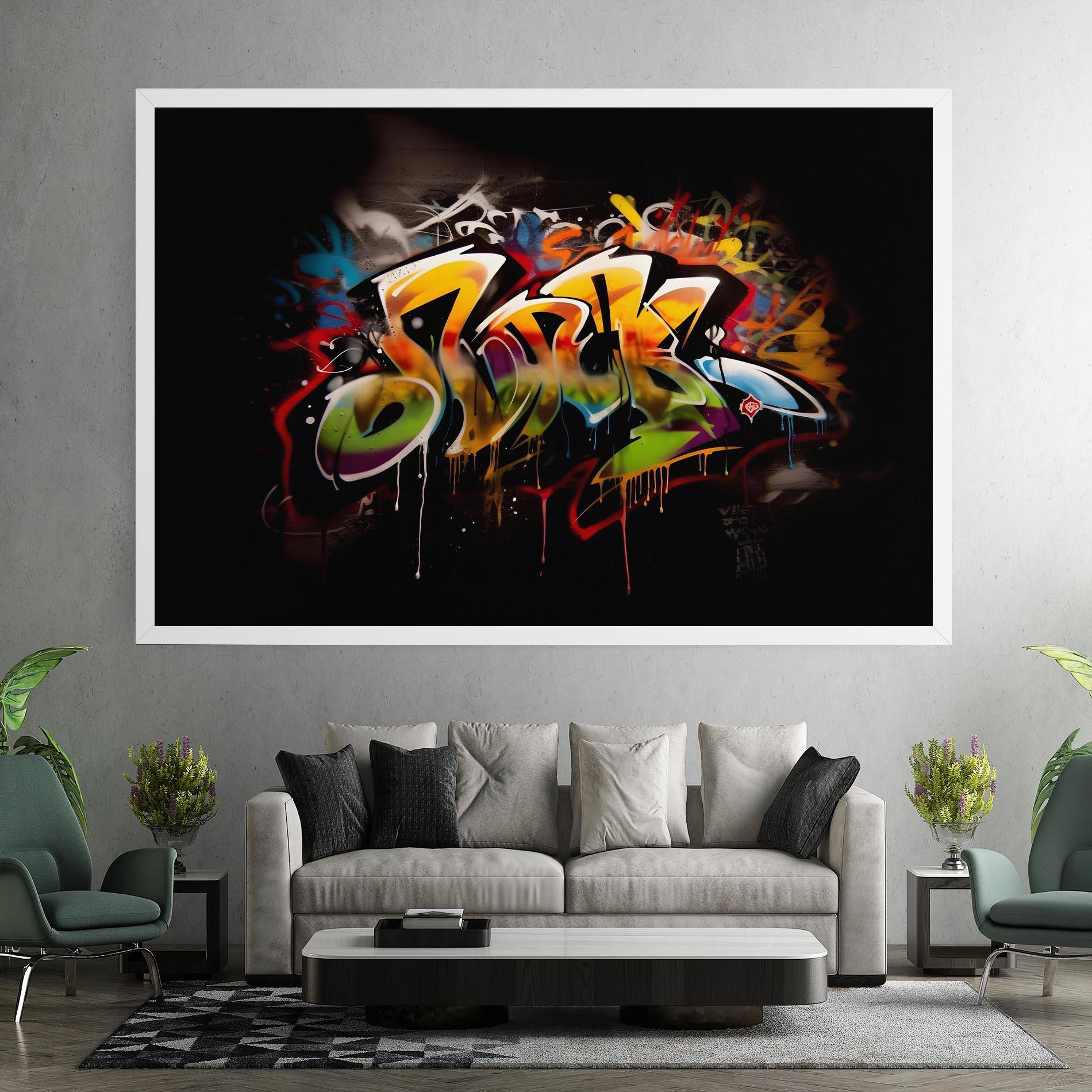 Leinwandbild Graffiti Style Wall mockup 7
