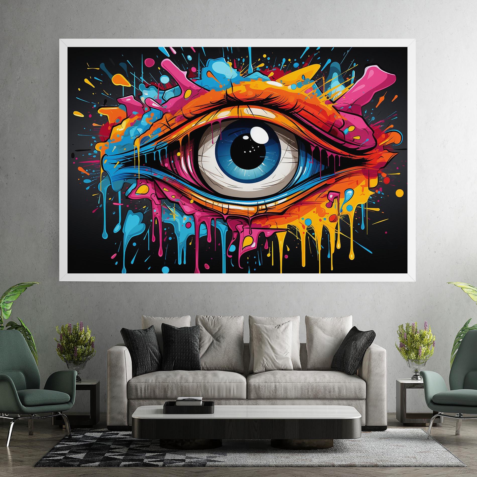 Leinwandbild Graffitistyle Eye mockup 7