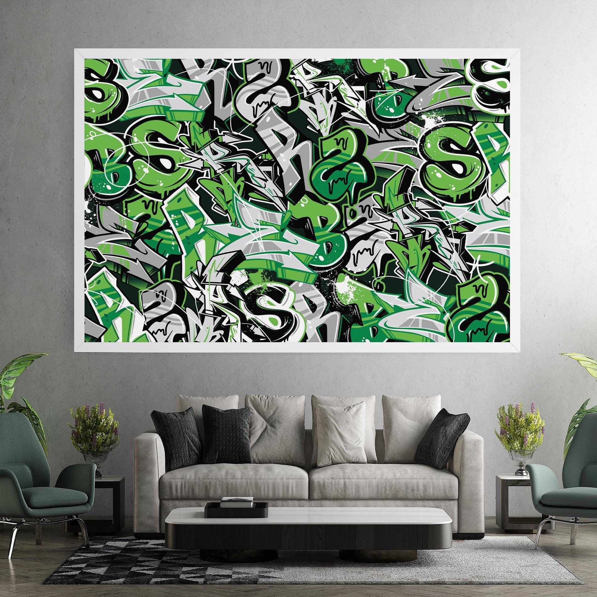 Leinwandbild Green Graffiti Letters mockup 7