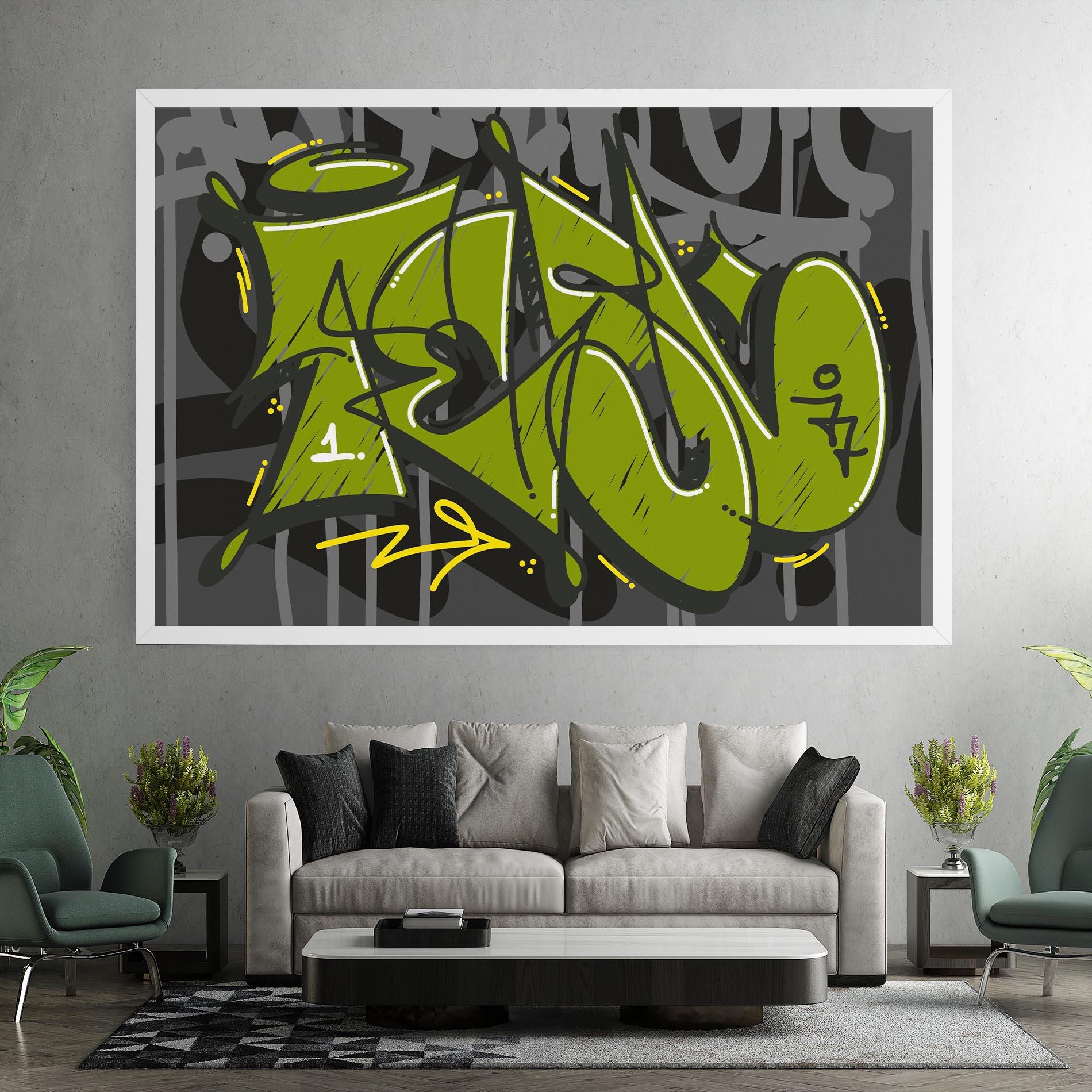 Leinwandbild Green Grey Graffti mockup 7