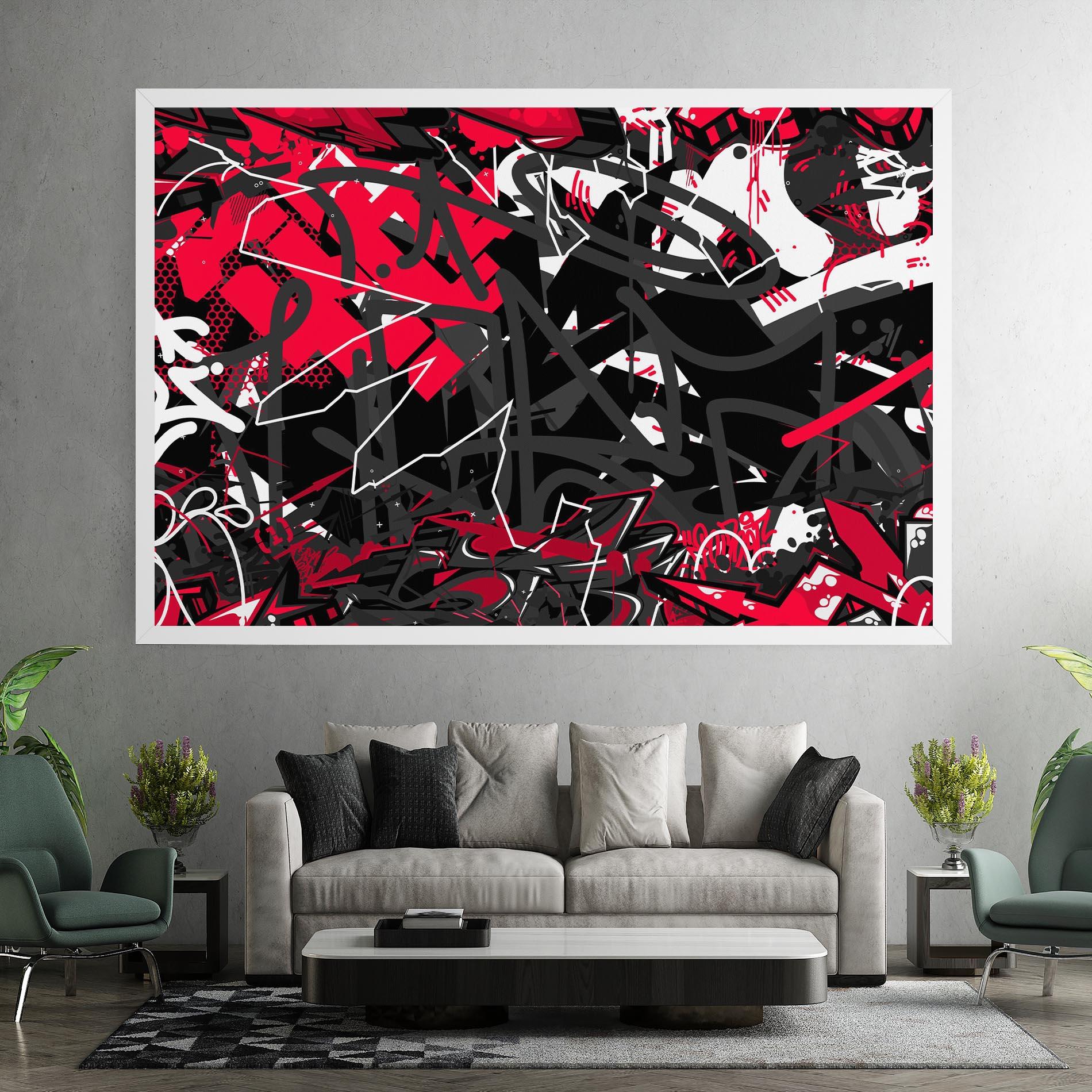 Leinwandbild Grey Red Graffiti mockup 7