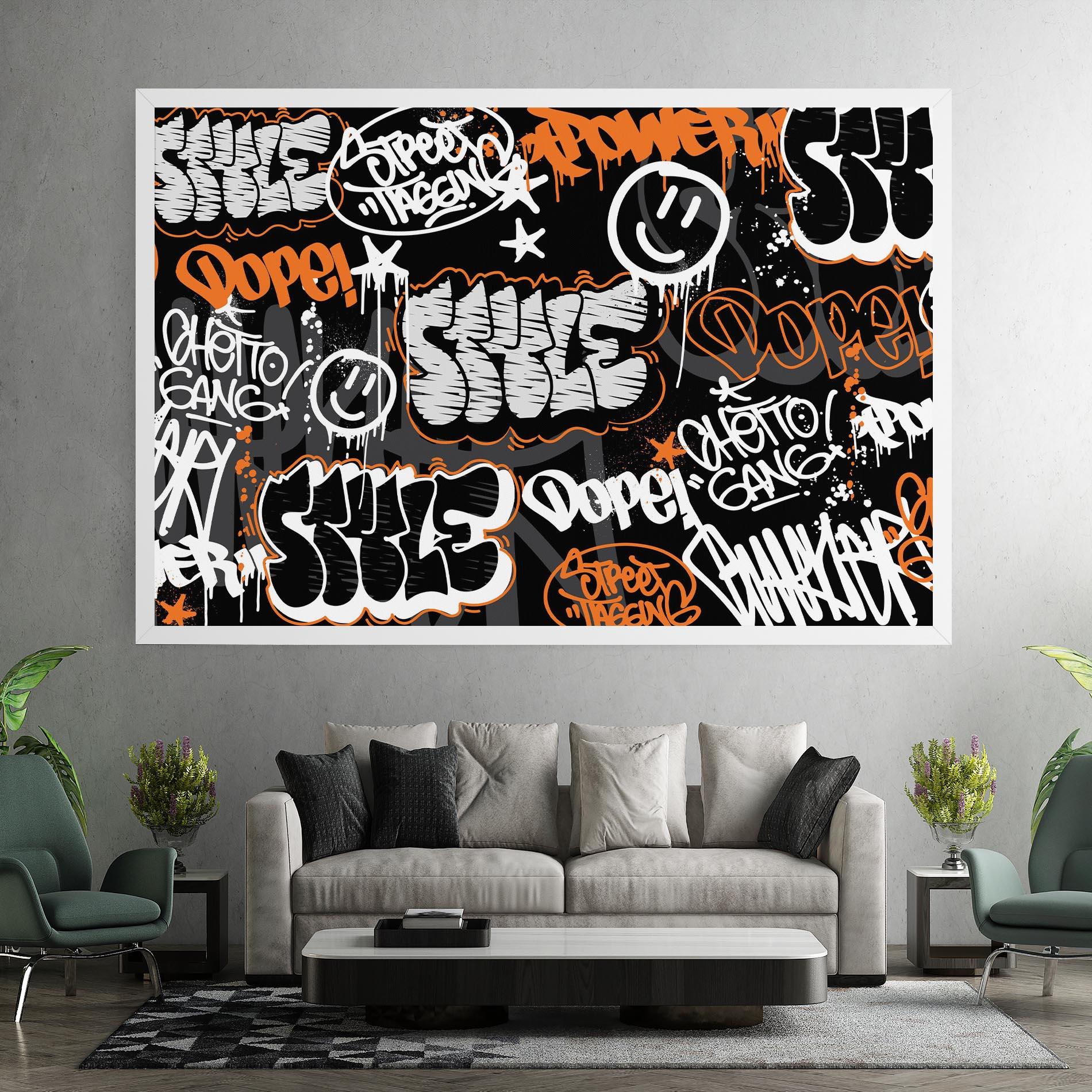 Leinwandbild Orange Black Graffiti mockup 7