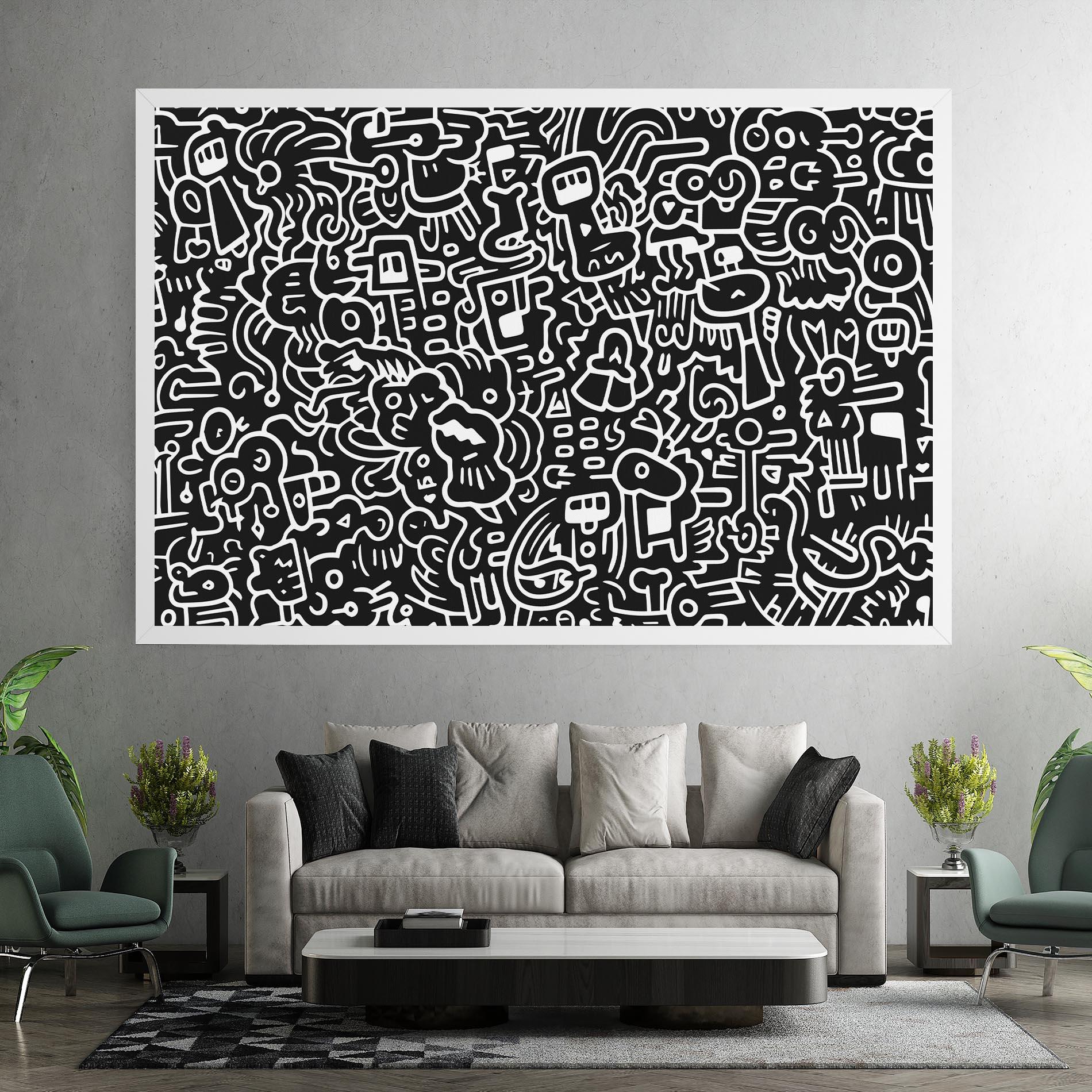Leinwandbild White Line Doodle mockup 7