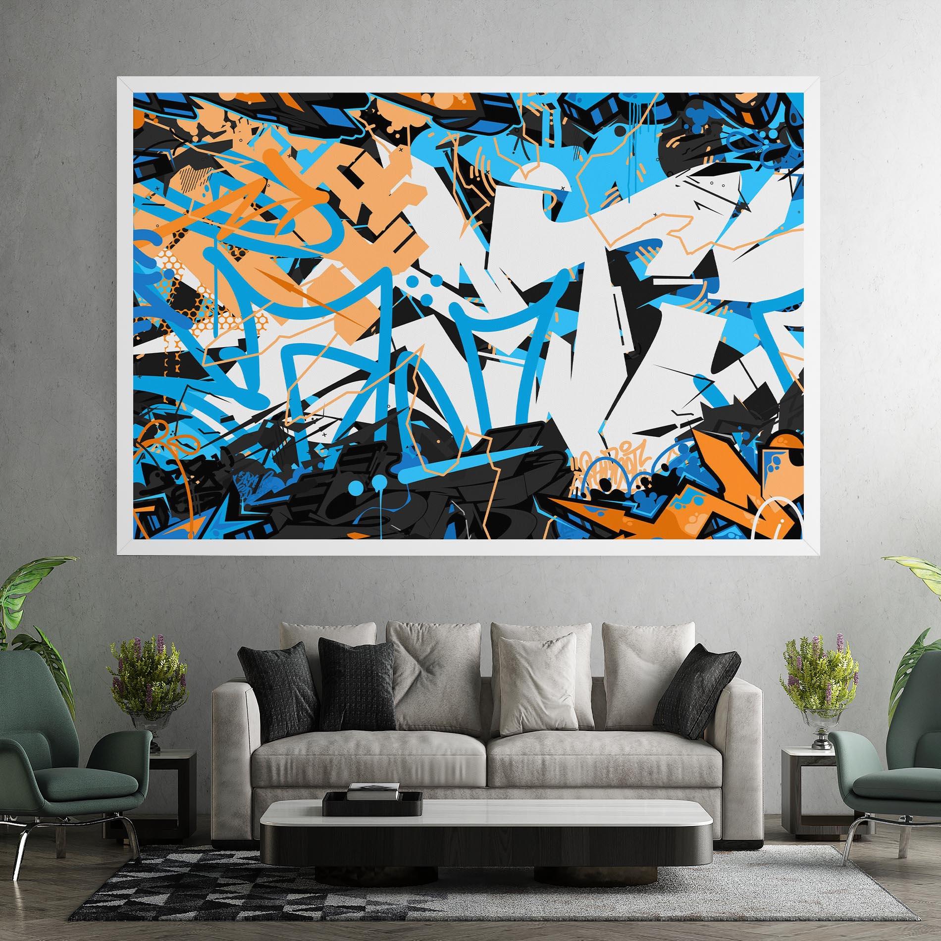 Leinwandbild White Orange Graffiti mockup 7