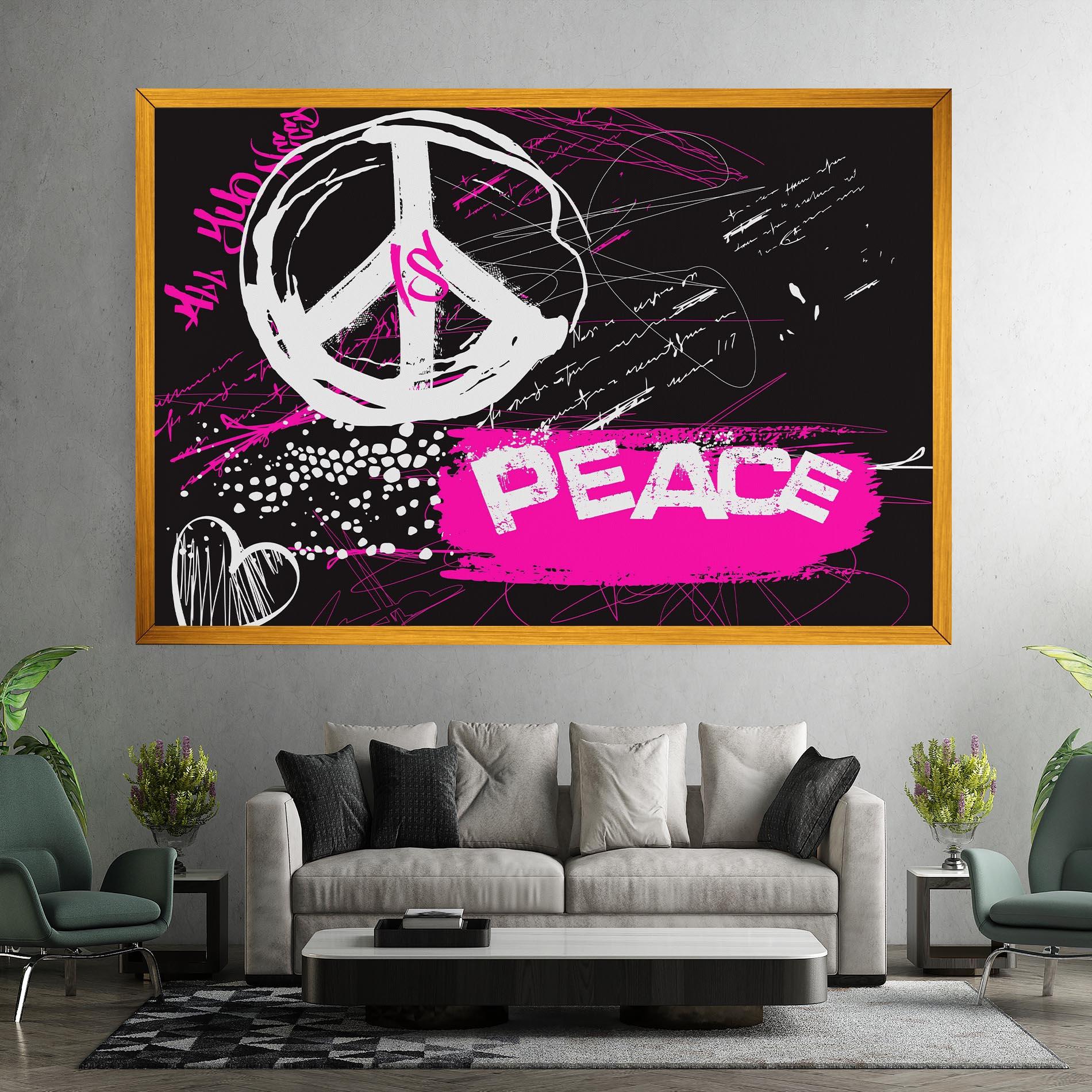 Leinwandbild Graffiti Pink Peace mockup 7