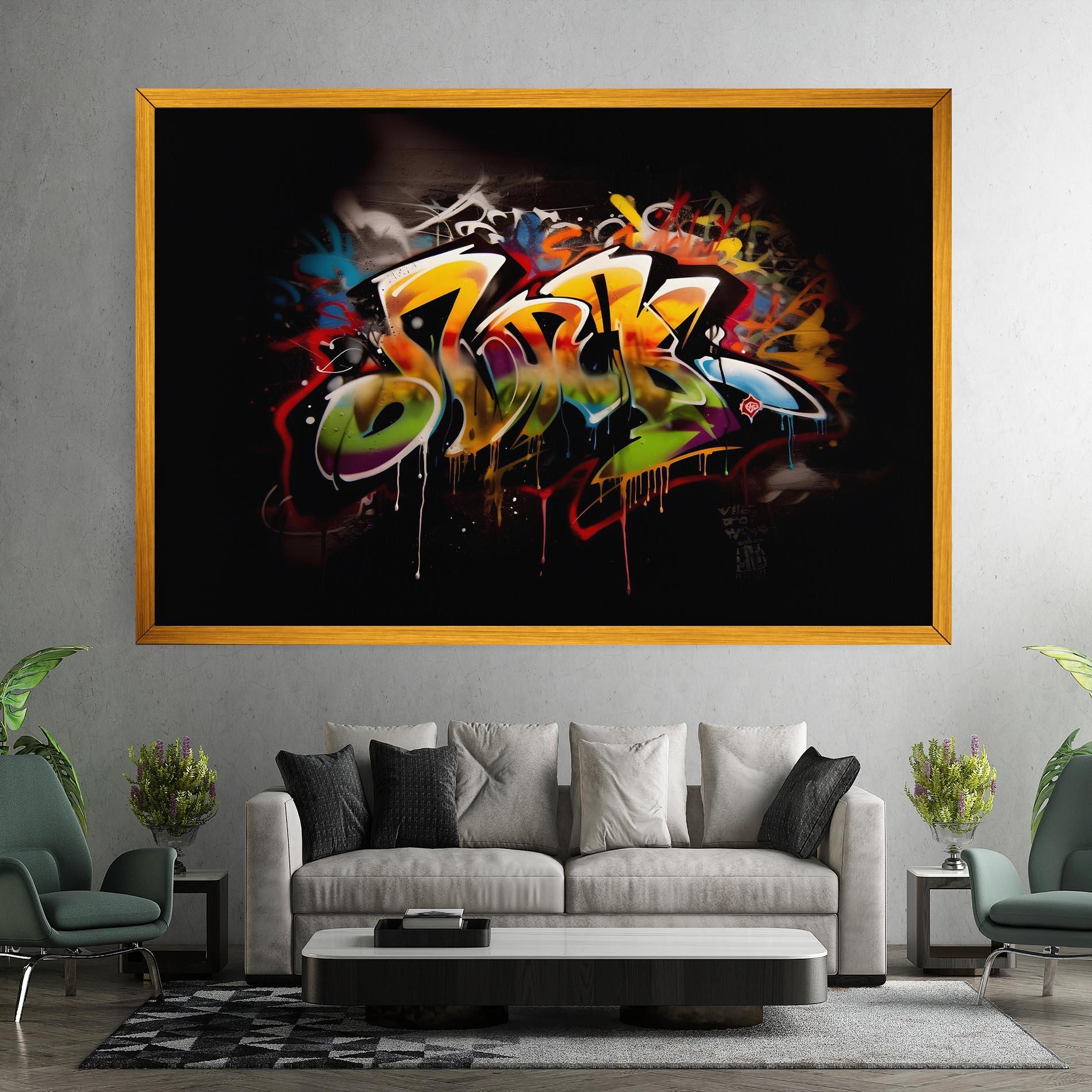Leinwandbild Graffiti Style Wall mockup 7
