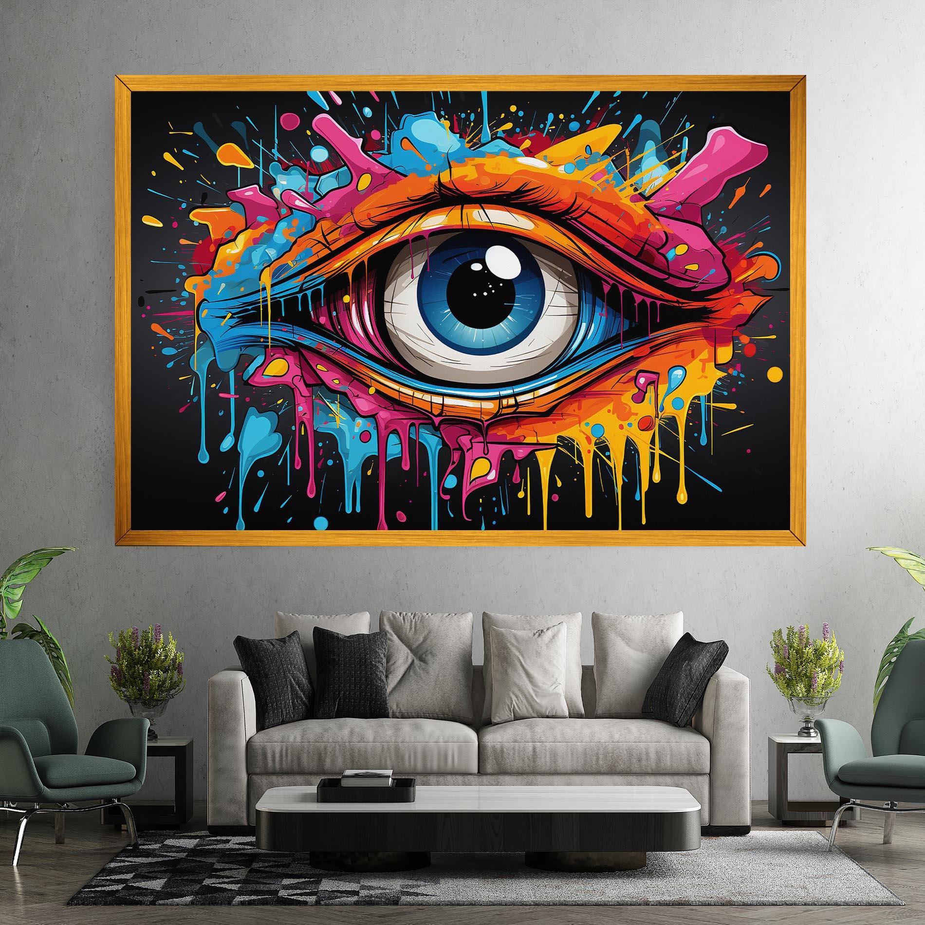 Leinwandbild Graffitistyle Eye mockup 7