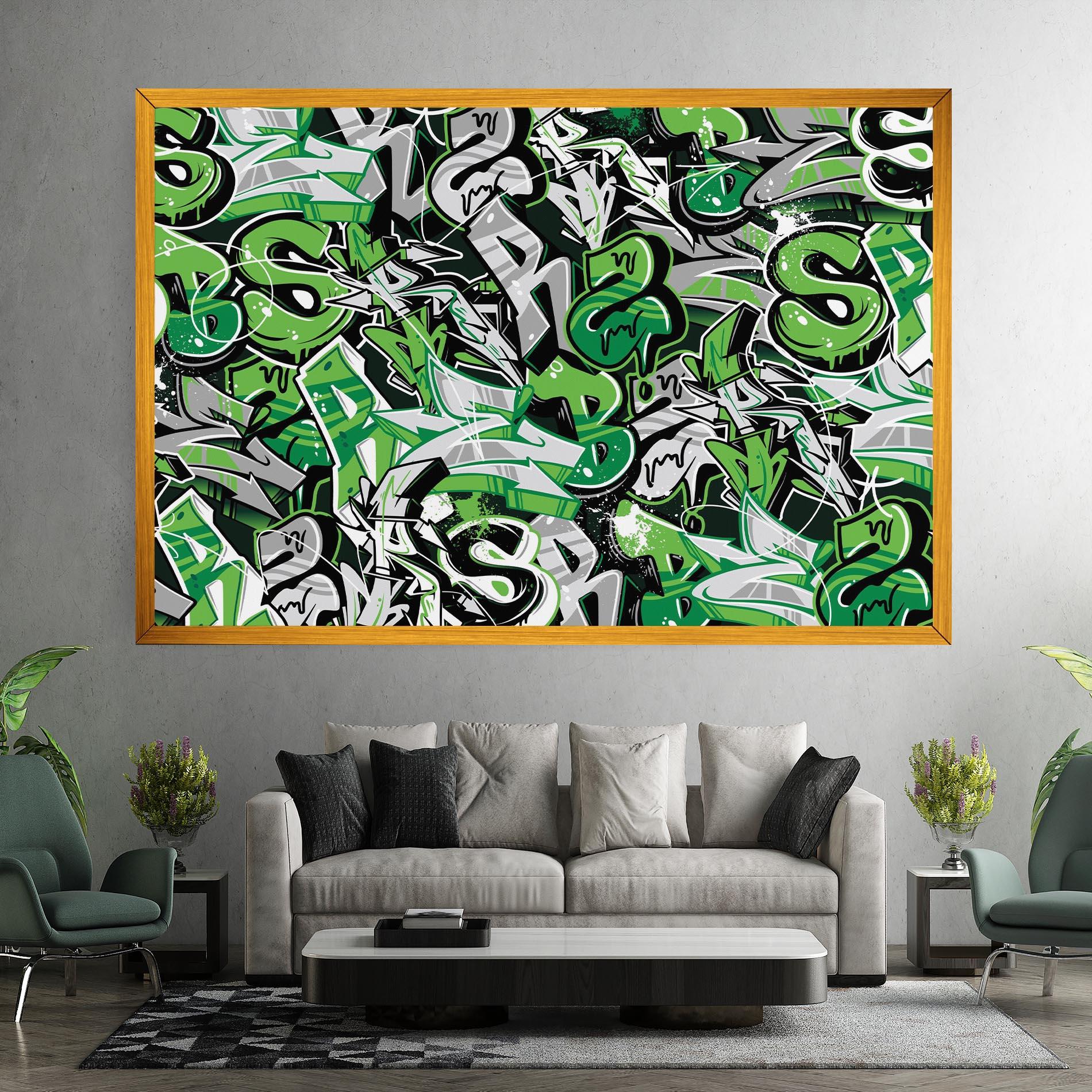 Leinwandbild Green Graffiti Letters mockup 7