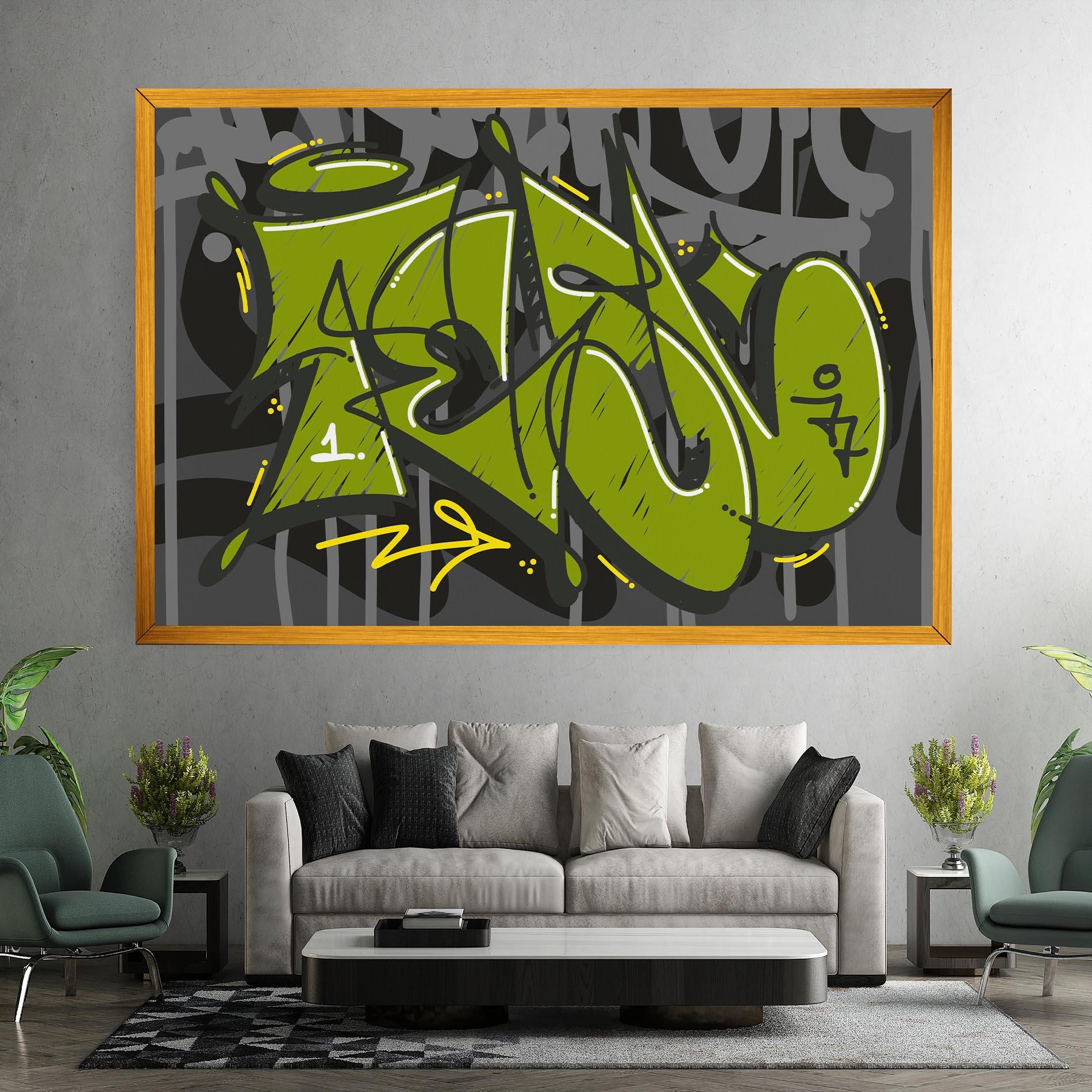 Leinwandbild Green Grey Graffti mockup 7
