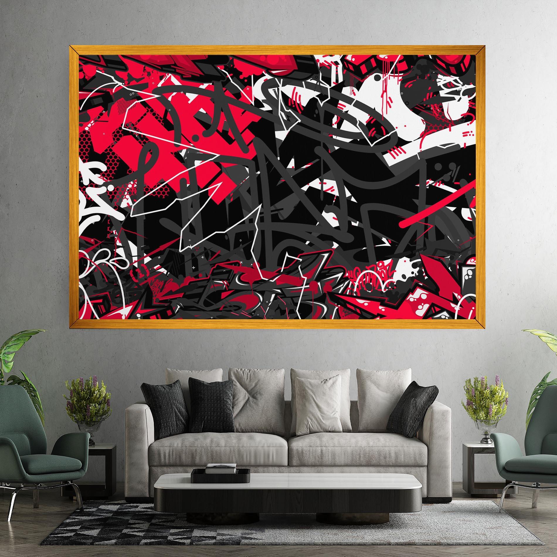 Leinwandbild Grey Red Graffiti mockup 7