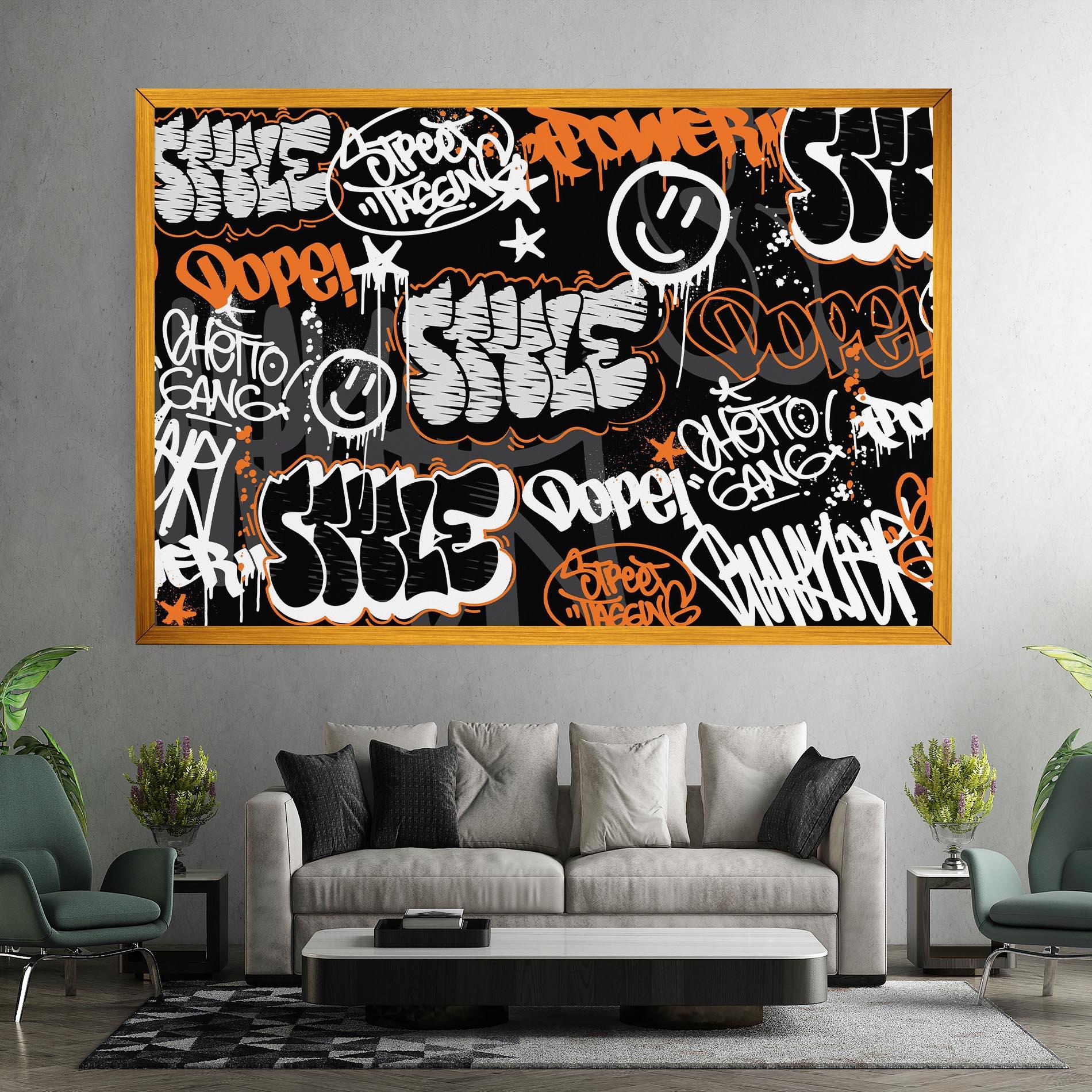 Leinwandbild Orange Black Graffiti mockup 7